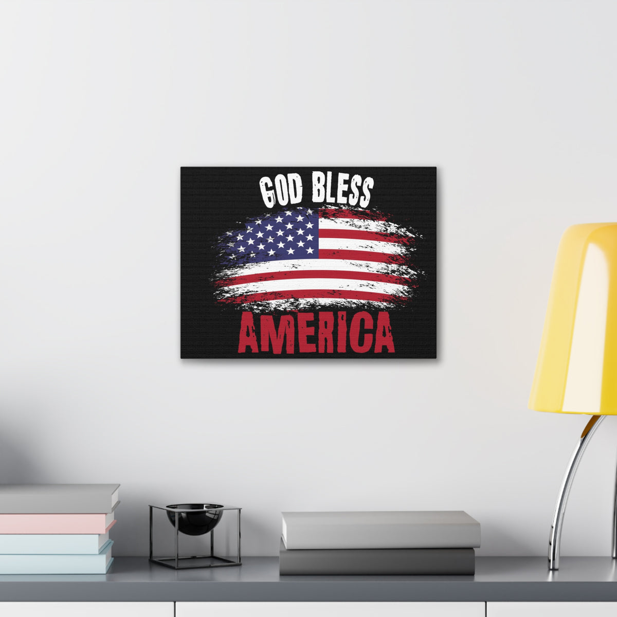 God Bless America On Black Background Canvas Wall Art for Home Decor Ready-to-Hang-Express Your Love Gifts