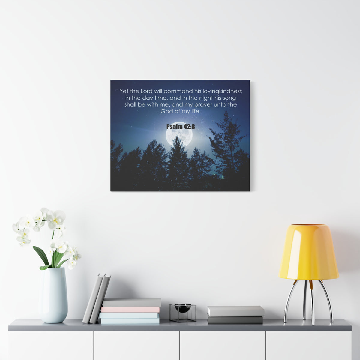 Bible Verse Canvas God of My Life Psalm 42:8 Christian Home Décor Wall Art Scripture Ready to Hang Faith Print-Express Your Love Gifts