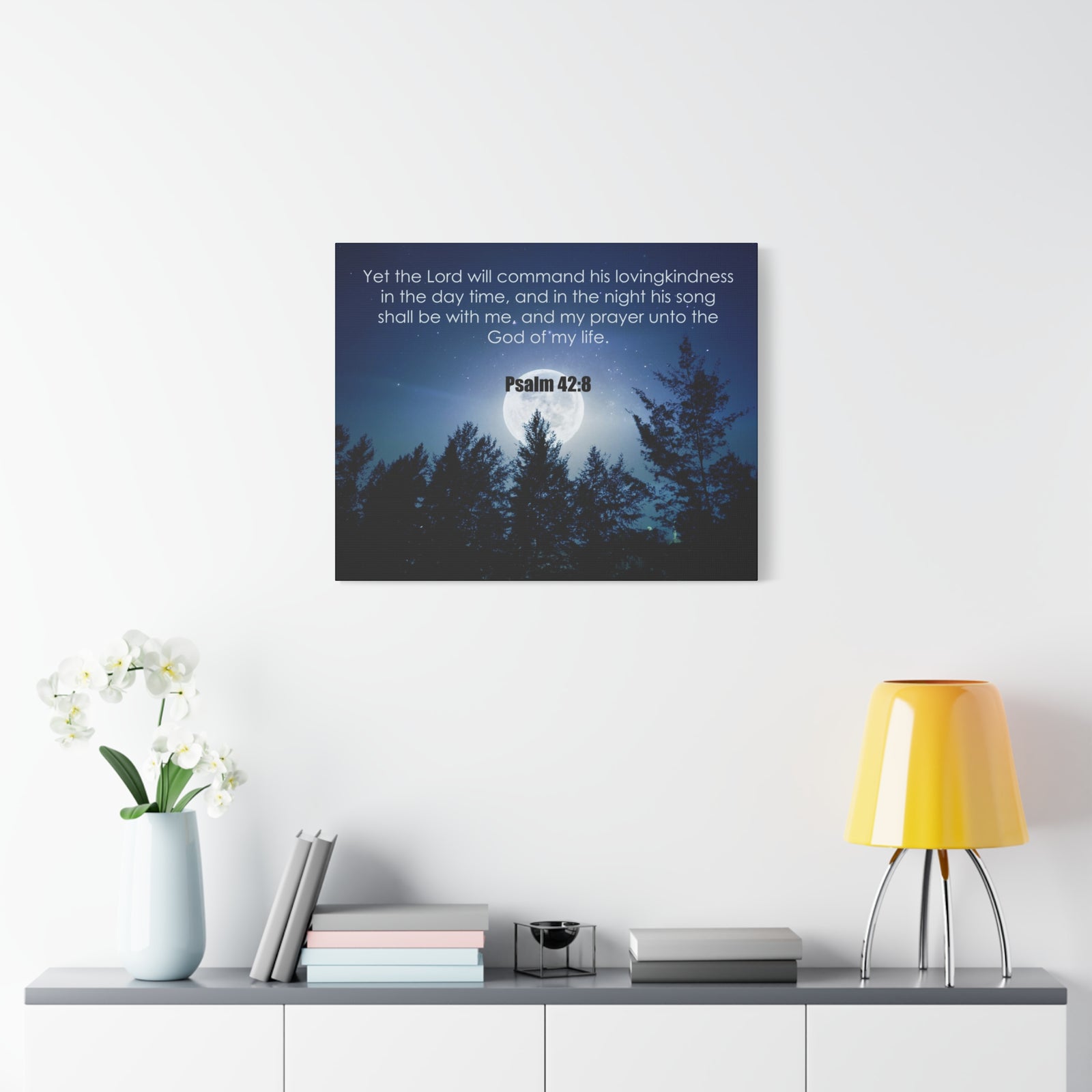 Bible Verse Canvas God of My Life Psalm 42:8 Christian Home Décor Wall Art Scripture Ready to Hang Faith Print-Express Your Love Gifts