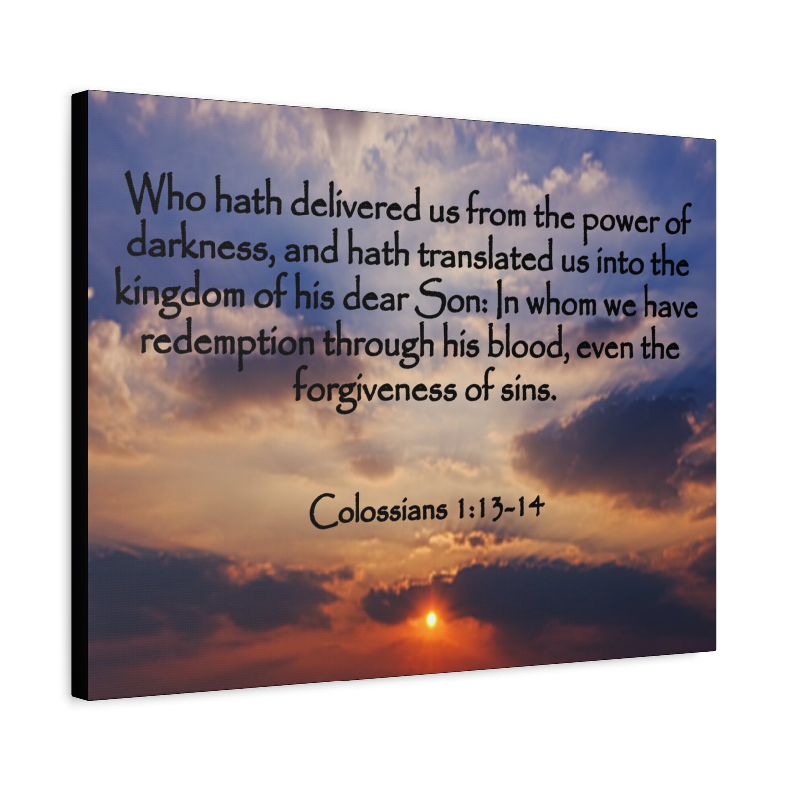 Bible Verse Canvas Into The Kingdom of His Dear Son Colossians 1:13-14 Christian Home Décor Wall Art Scripture Ready to Hang Faith Print-Express Your Love Gifts