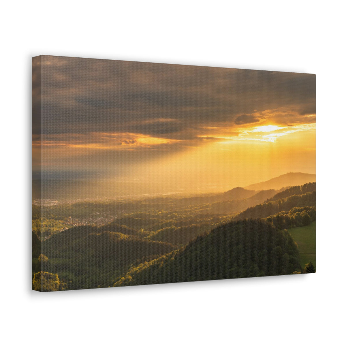 Sunrise Over Golden Mountains Nature Wilderness Photography Canvas Wall Art for Home Decor Ready-to-Hang-Express Your Love Gifts