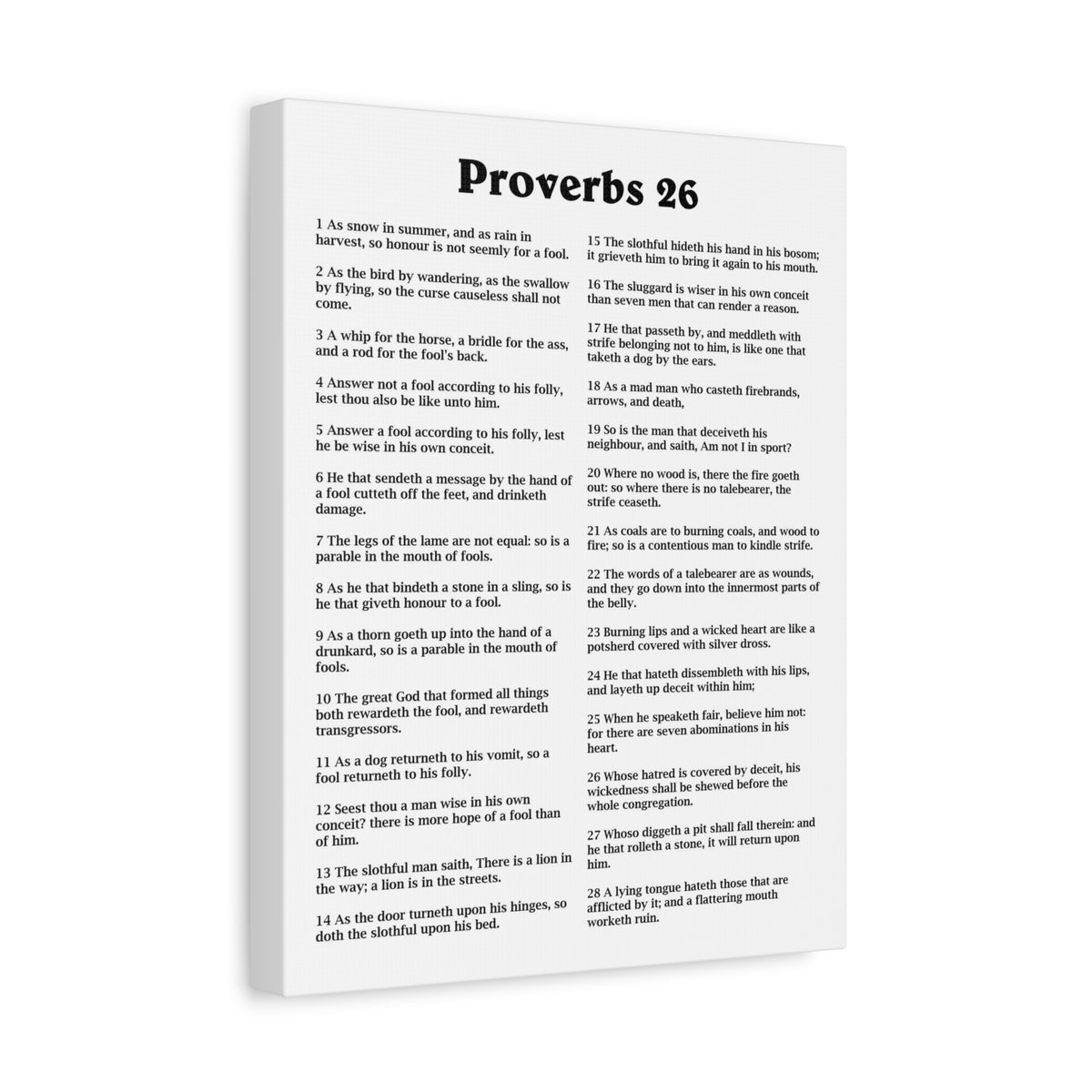 Scripture Walls Proverbs Chapter 26 White Bible Canvas Christian Wall Art Ready to Hang Unframed-Express Your Love Gifts