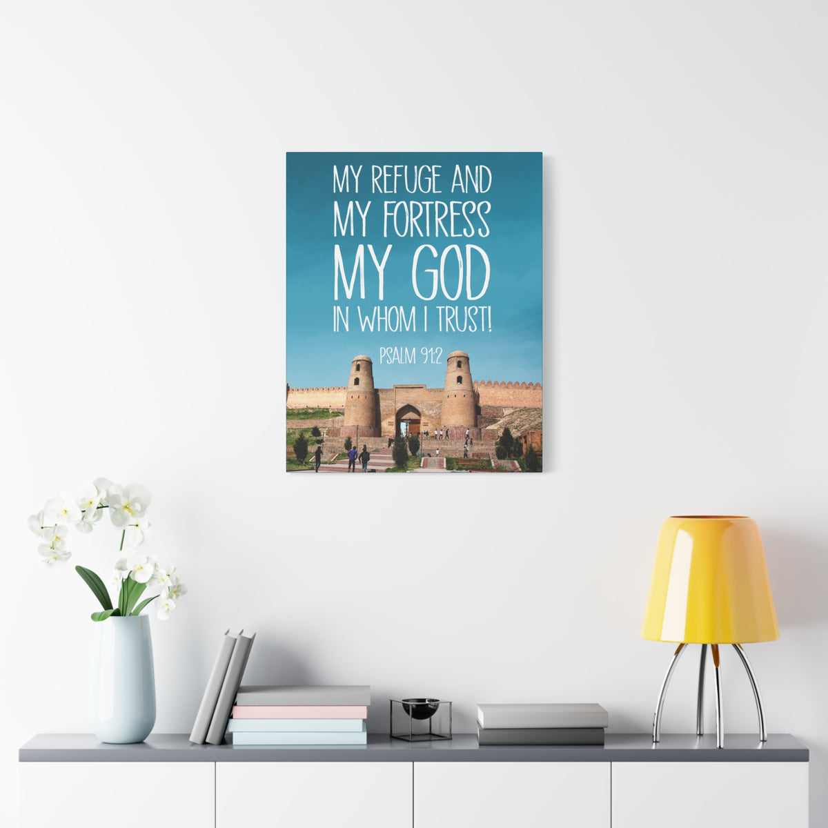 Scripture Walls In Whom I Trust Psalm 91:2 Bible Verse Canvas Christian Wall Art Ready to Hang-Express Your Love Gifts