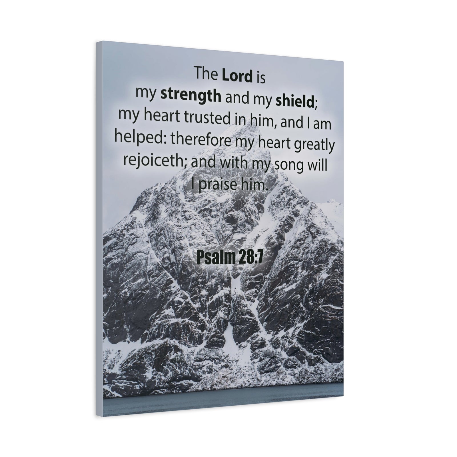 Bible Verse CanvasThe Lord is My Strength and Shield Psalm 28:7 Christian Home Decor Scripture Art-Express Your Love Gifts