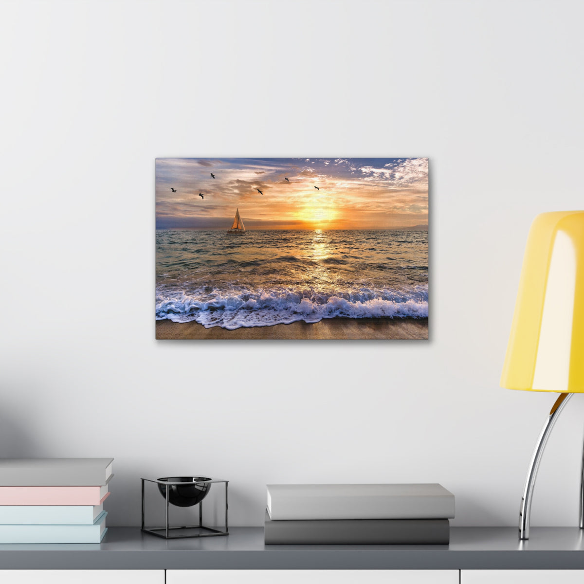 Sailboat Sailing Out To Sea Ocean Canvas Wall Art for Home Decor Ready-to-Hang-Express Your Love Gifts