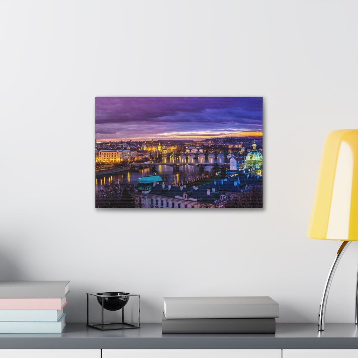 Prague Night Skyline Canvas Artwork High-Quality Breathtaking Stunning Cityscape for Home Decor Ready to Hang-Express Your Love Gifts