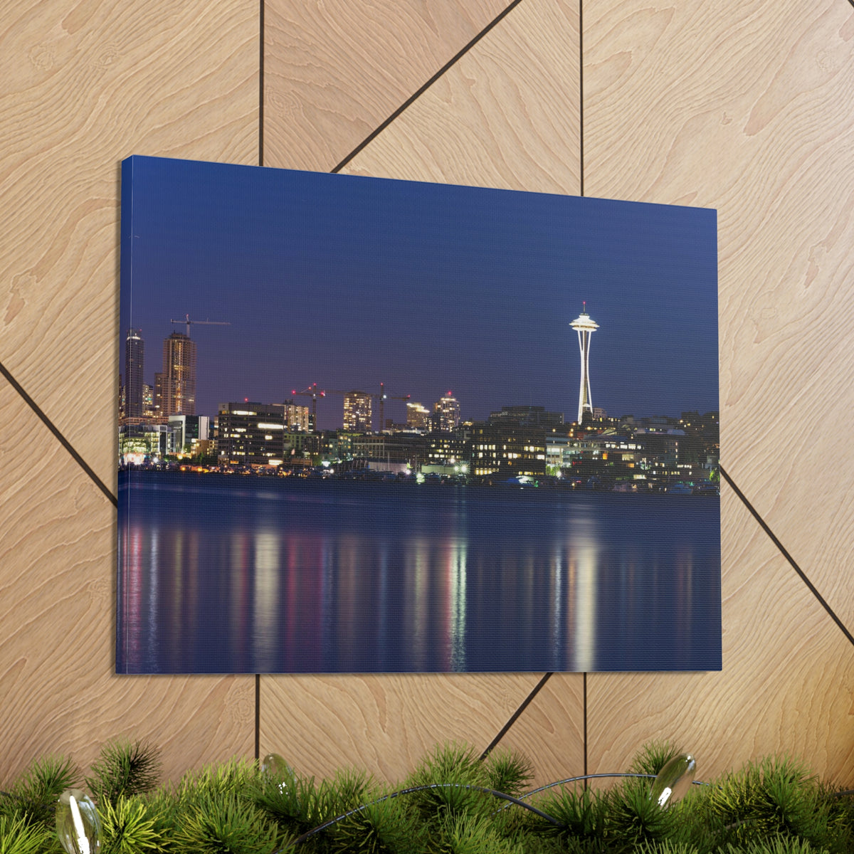 Seattle Night Skyline Canvas Artwork High-Quality Breathtaking Stunning Cityscape for Home Decor Ready to Hang-Express Your Love Gifts