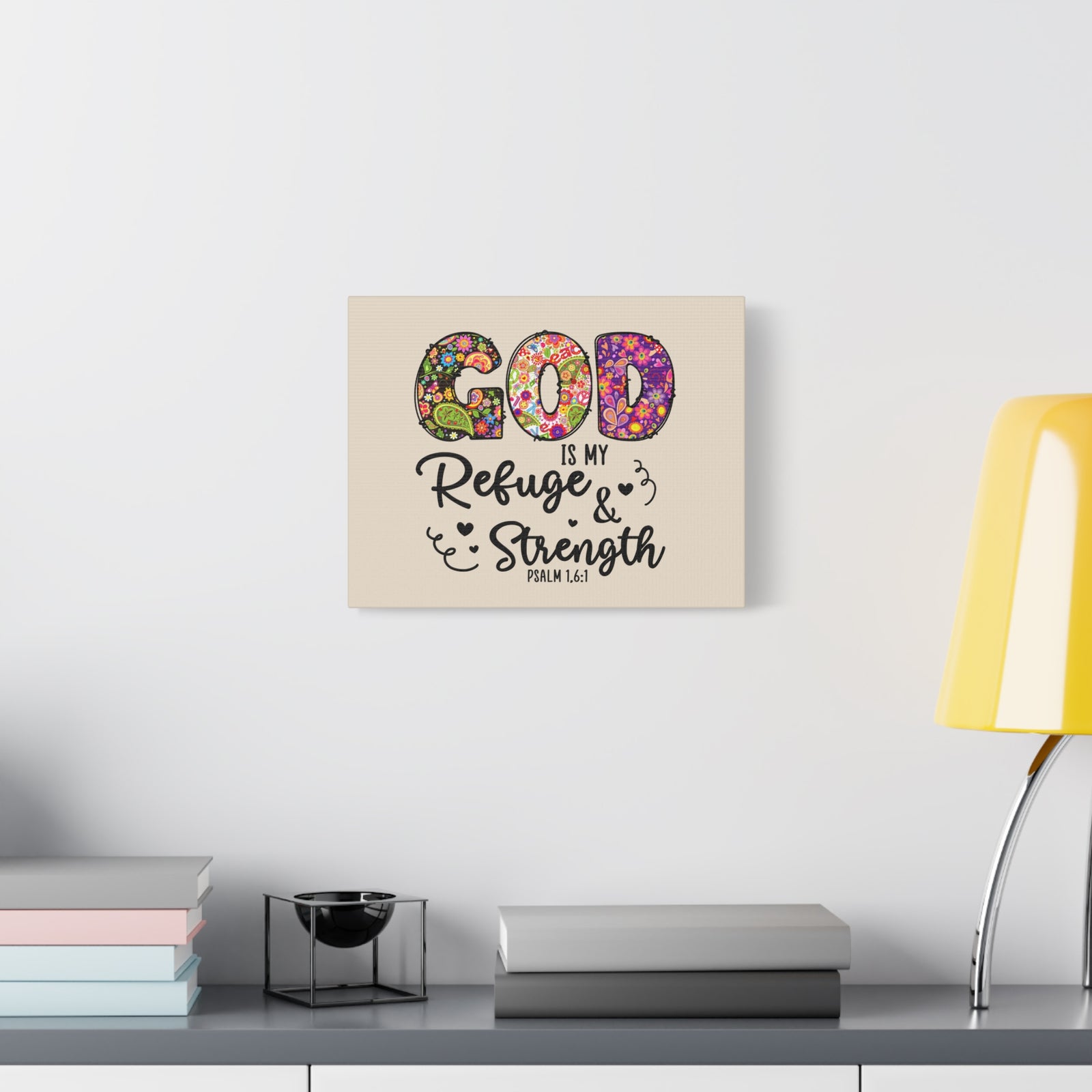Scripture Walls Refuge & Strength Psalm 1,6:1 Floral Bible Verse Canvas Christian Wall Art Ready to Hang-Express Your Love Gifts