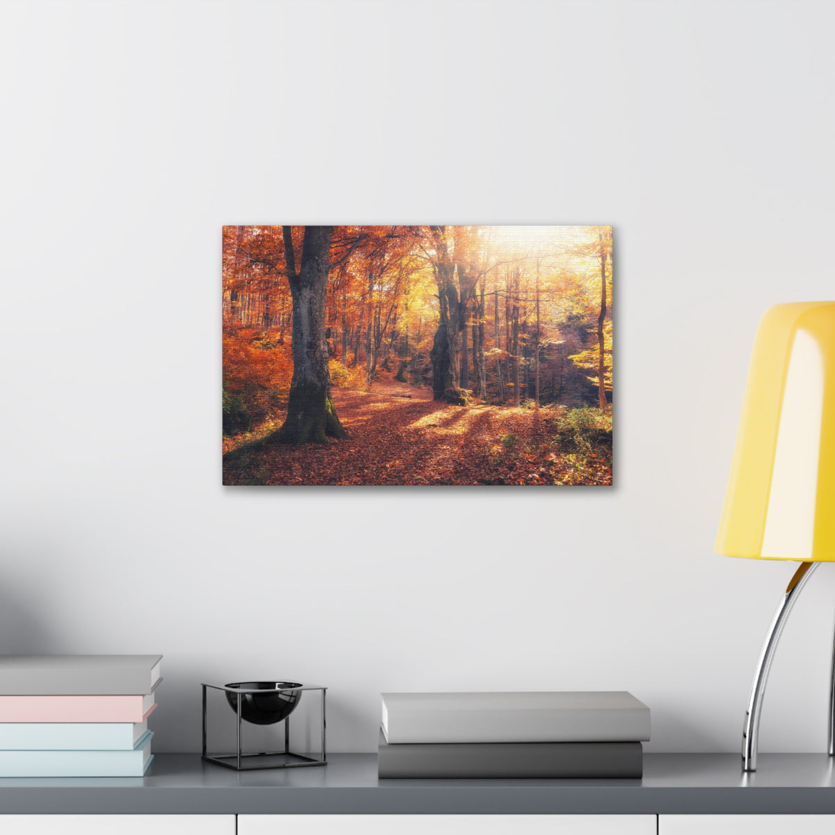 Orange Tree Sunlight Autumn Forest Nature Wilderness Photography Canvas Wall Art for Home Decor Ready-to-Hang-Express Your Love Gifts