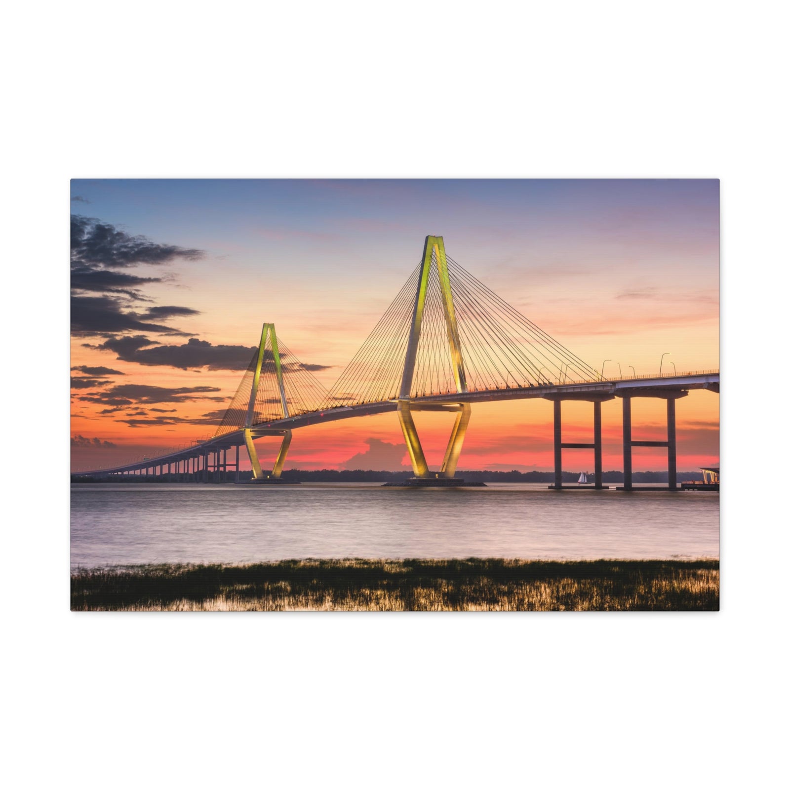 Jr Cooper River Bridge Charleston South Carolina Nature Wilderness Photography Canvas Wall Art for Home Decor Ready-to-Hang-Express Your Love Gifts