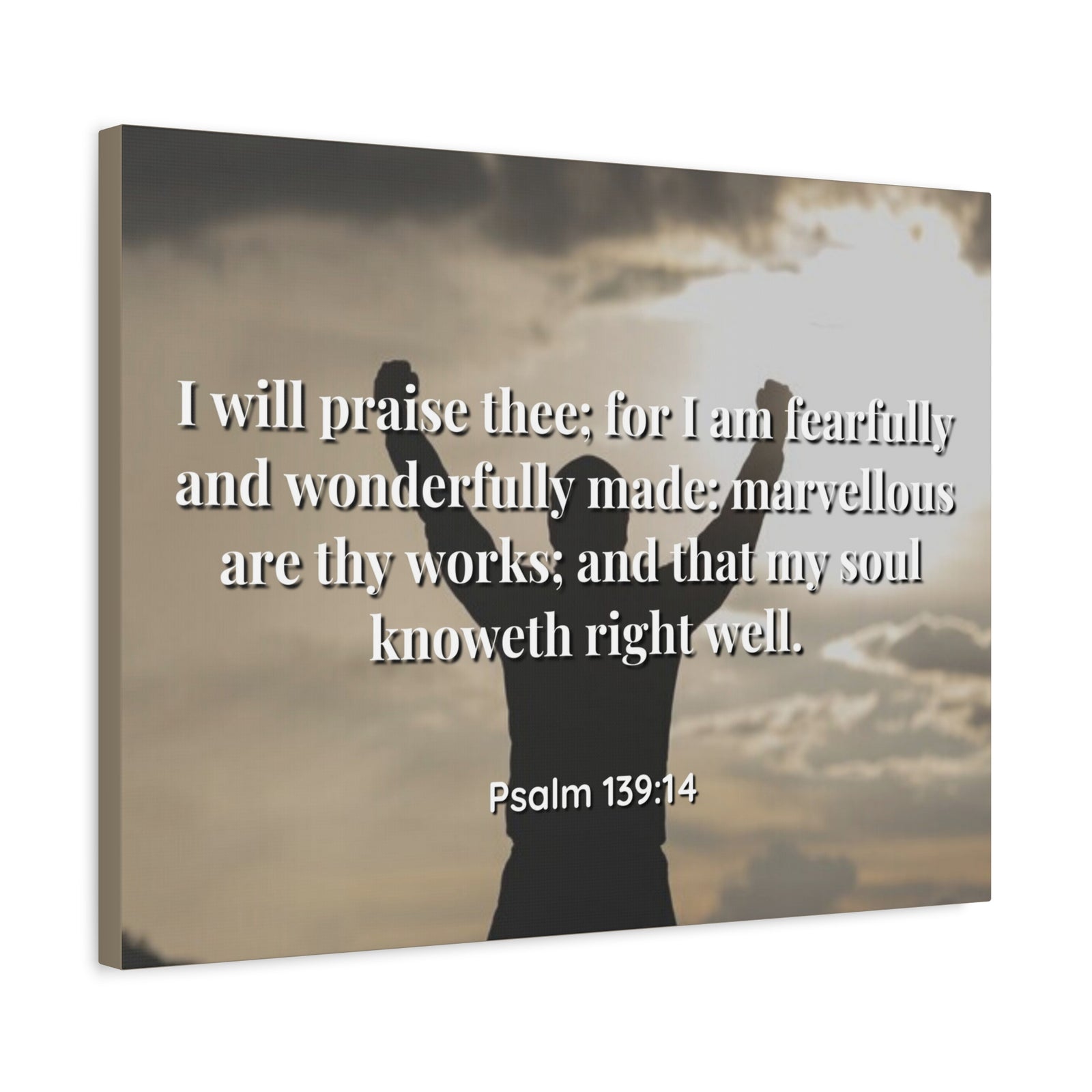 Scripture Canvas Marvellous Psalms 139:14 Christian Wall Art Bible Verse Print Ready to Hang-Express Your Love Gifts