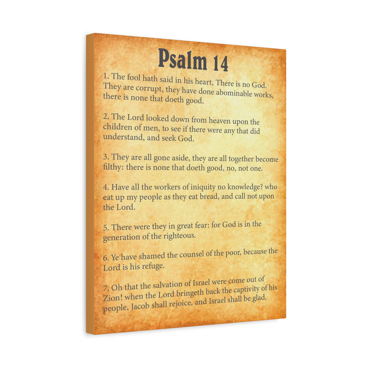 Scripture Walls Psalm 14 Gold Bible Chapter Canvas Christian Wall Art Ready to Hang-Express Your Love Gifts