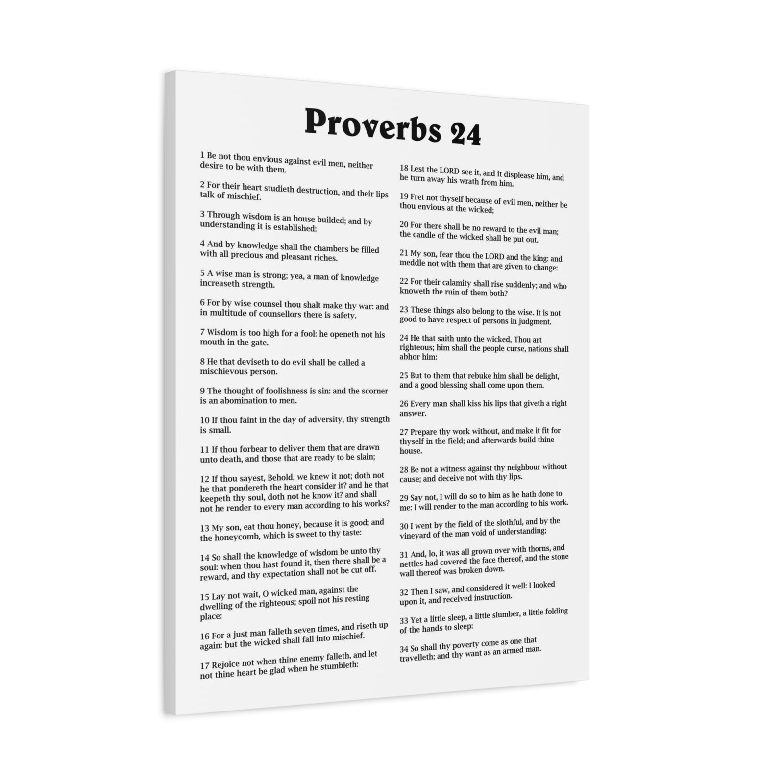 Scripture Walls Proverbs Chapter 24 White Bible Canvas Christian Wall Art Ready to Hang Unframed-Express Your Love Gifts