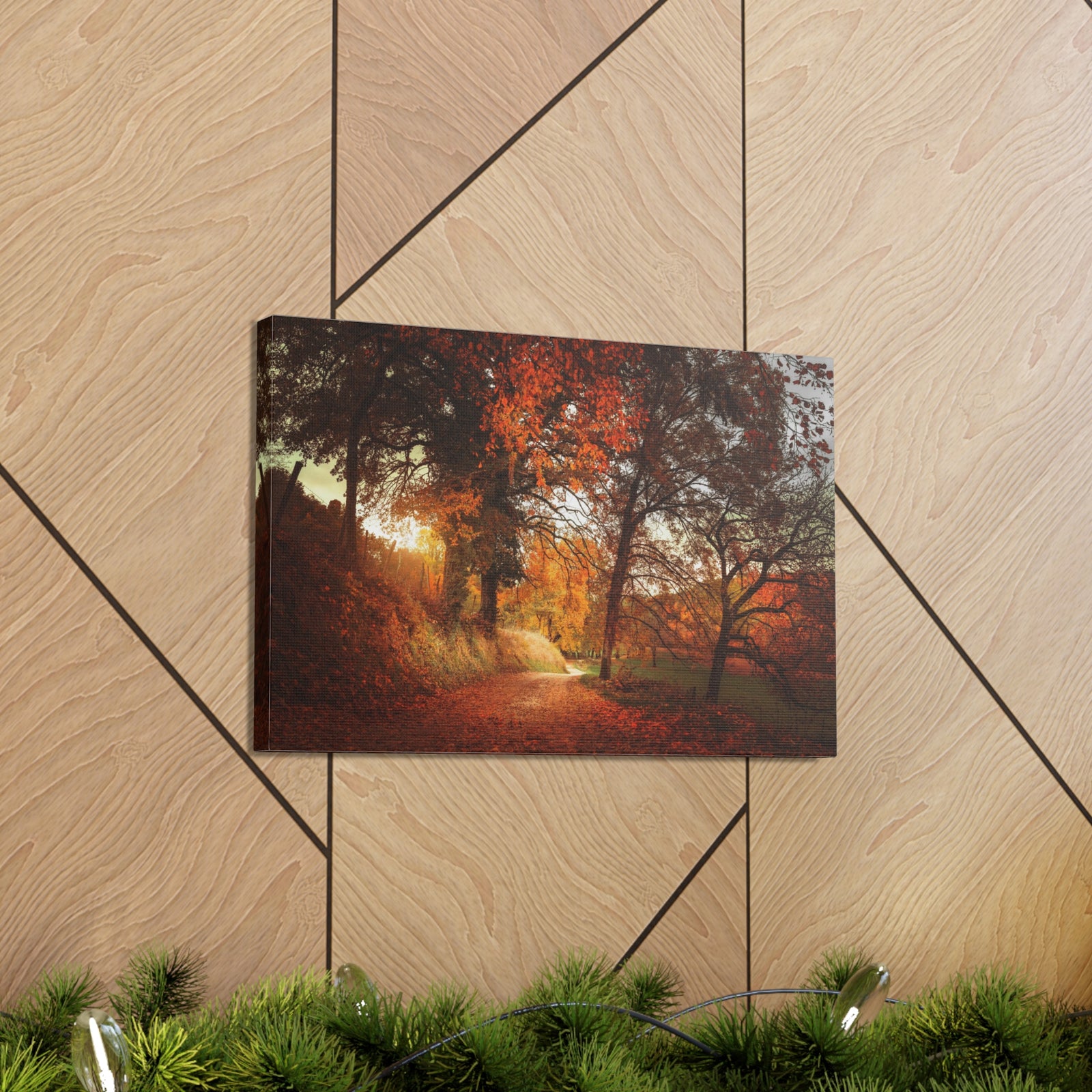 Autumn Park Orange Tree Nature Wilderness Photography Canvas Wall Art for Home Decor Ready-to-Hang-Express Your Love Gifts