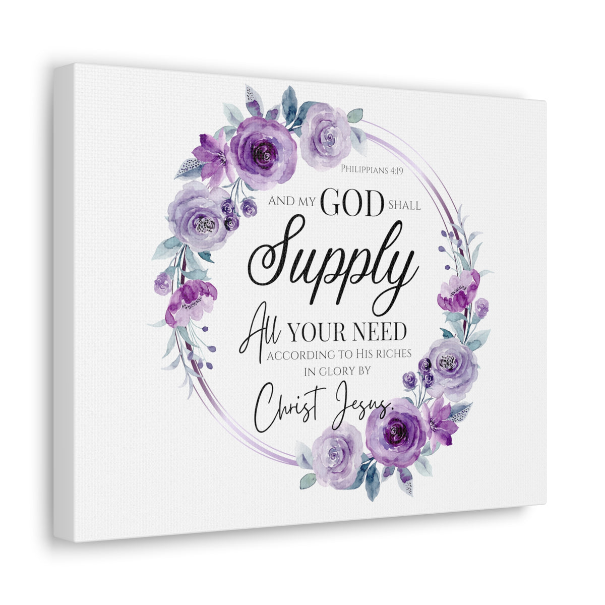 Scripture Walls Philippians 4:19 God Shall Supply Bible Verse Canvas Christian Wall Art Ready to Hang Unframed-Express Your Love Gifts