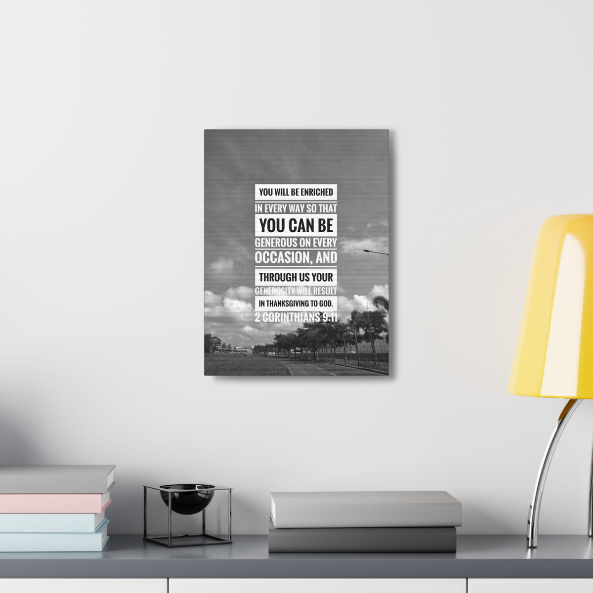 Scripture Canvas You Will Be Enriched 2 Corinthians 9:11 Christian Wall Art Bible Verse Print Ready to Hang-Express Your Love Gifts