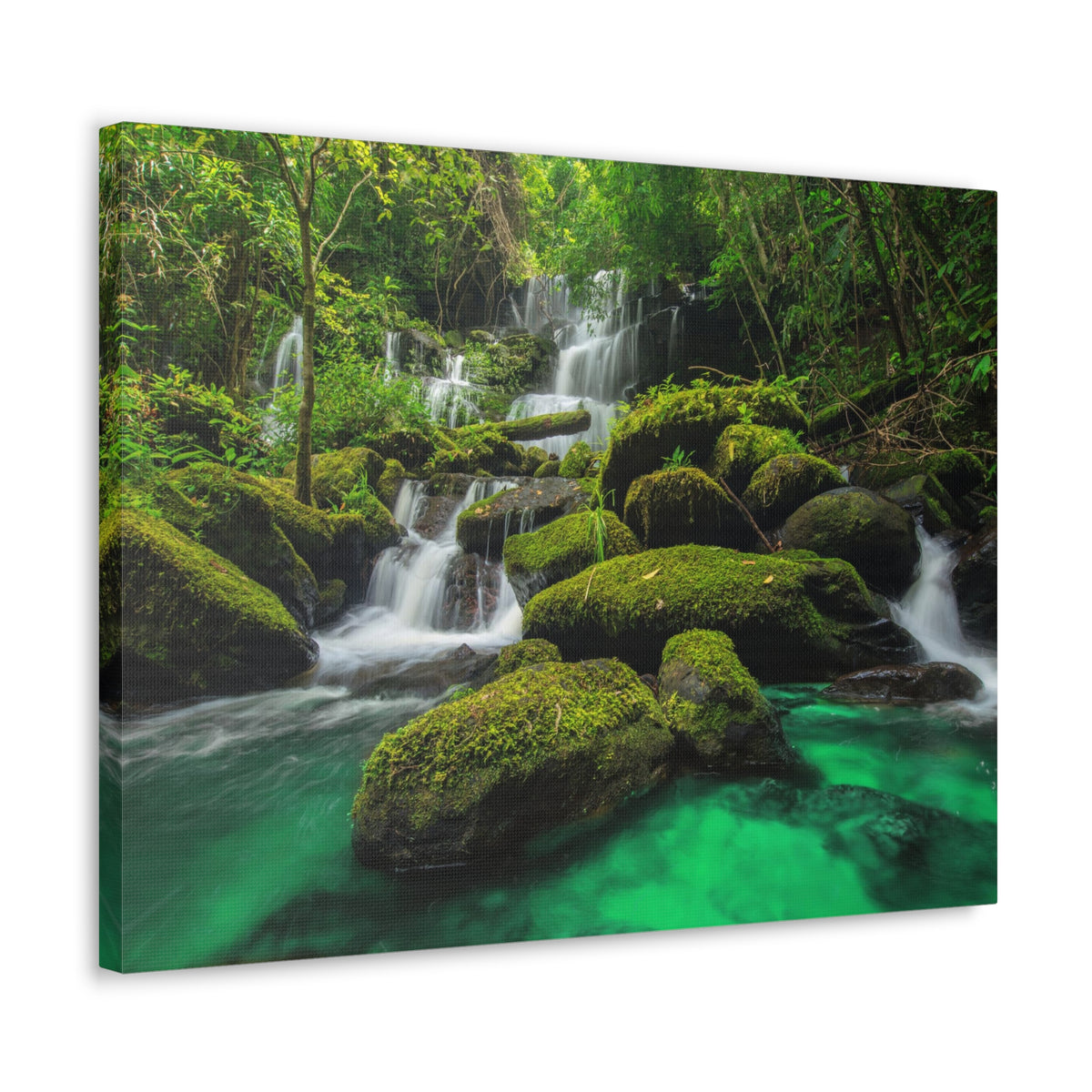 Jungle Waterfall In Thailand Modern Multicolor Scenic Nature Photography Canvas Home Office Decor Ready to Hang-Express Your Love Gifts
