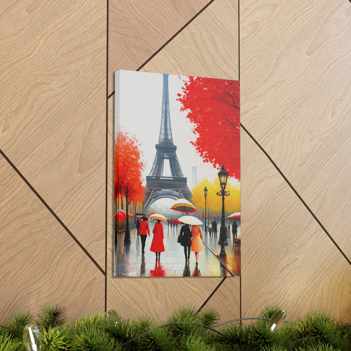 Paris Eiffel Tower Red Dress And Red Tree France Canvas Artwork High-Quality Breathtaking French City for Home Decor Ready to Hang-Express Your Love Gifts