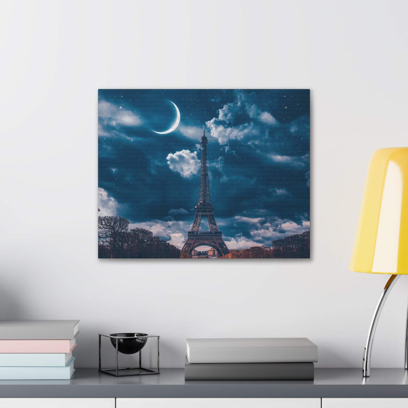 Paris Eiffel Tower Moon France Canvas Artwork High-Quality Breathtaking French City for Home Decor Ready to Hang-Express Your Love Gifts