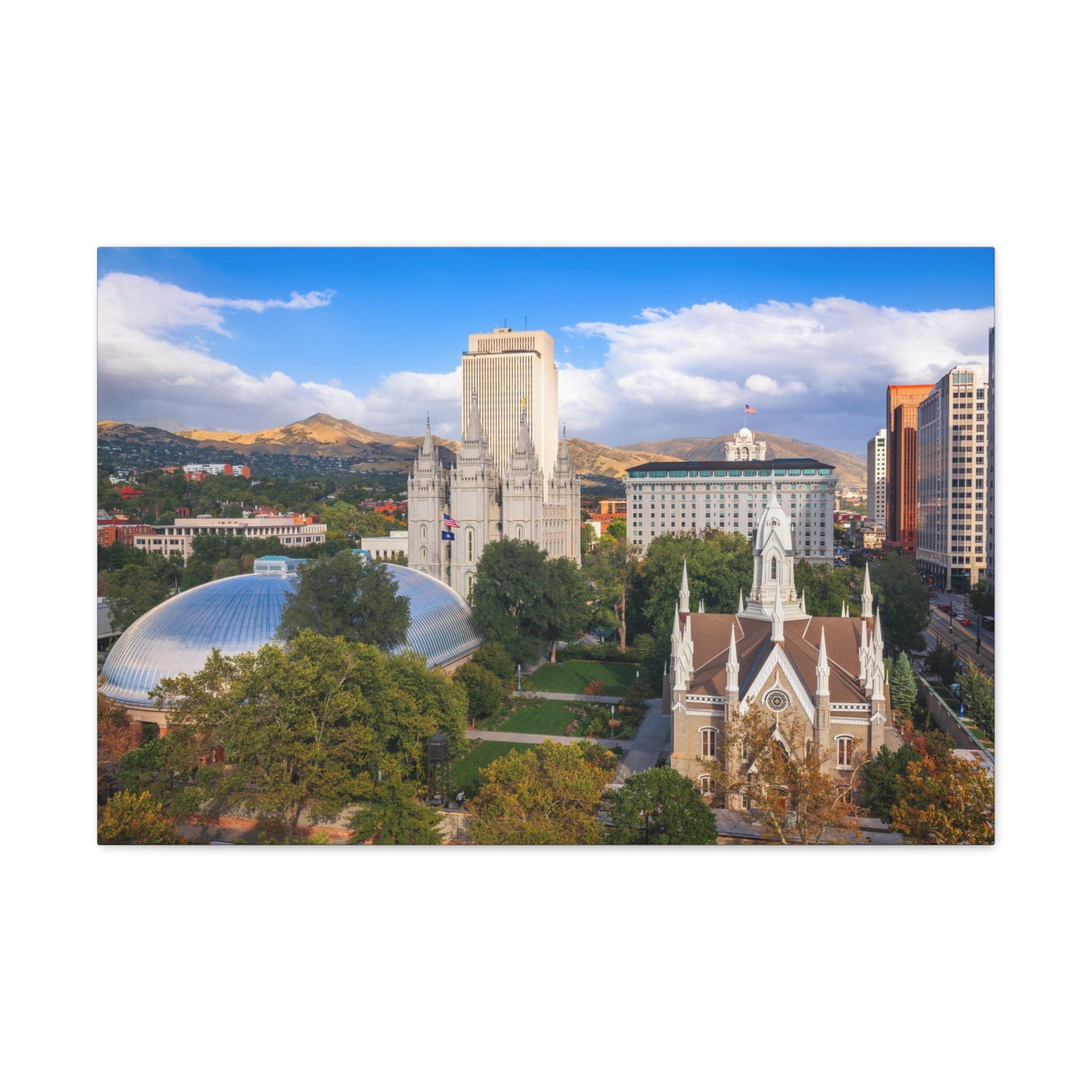 Salt Lake City Daytime Skyline Canvas Artwork High-Quality Breathtaking Stunning Cityscape for Home Decor Ready to Hang-Express Your Love Gifts