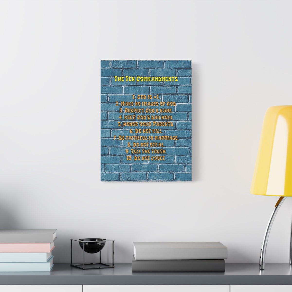 Scripture Canvas 10 Commandments For Kids Brick Wall Christian Wall Art Print Ready to Hang-Express Your Love Gifts