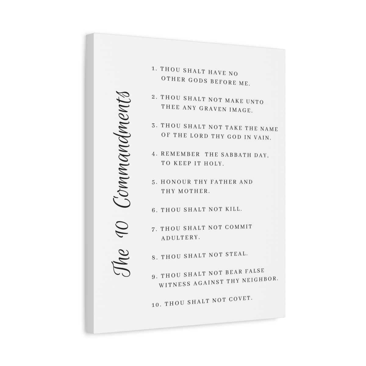 Scripture Canvas 10 Commandments White Side Christian Wall Art Print Ready to Hang-Express Your Love Gifts