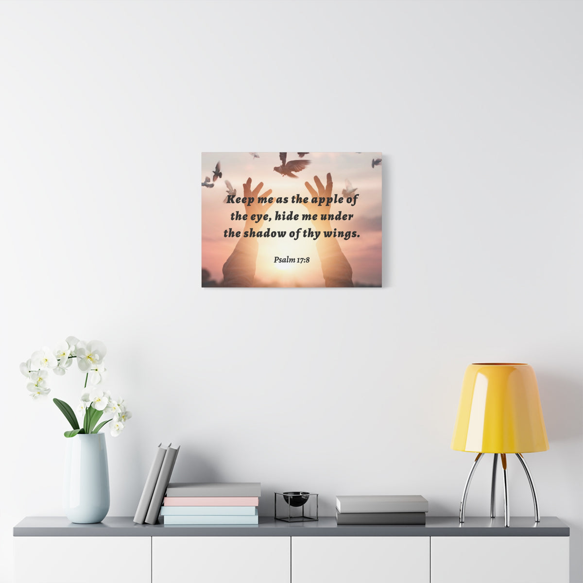 Scripture Walls Thy Wings Psalm 17:8 Bible Verse Canvas Christian Wall Art Ready to Hang-Express Your Love Gifts