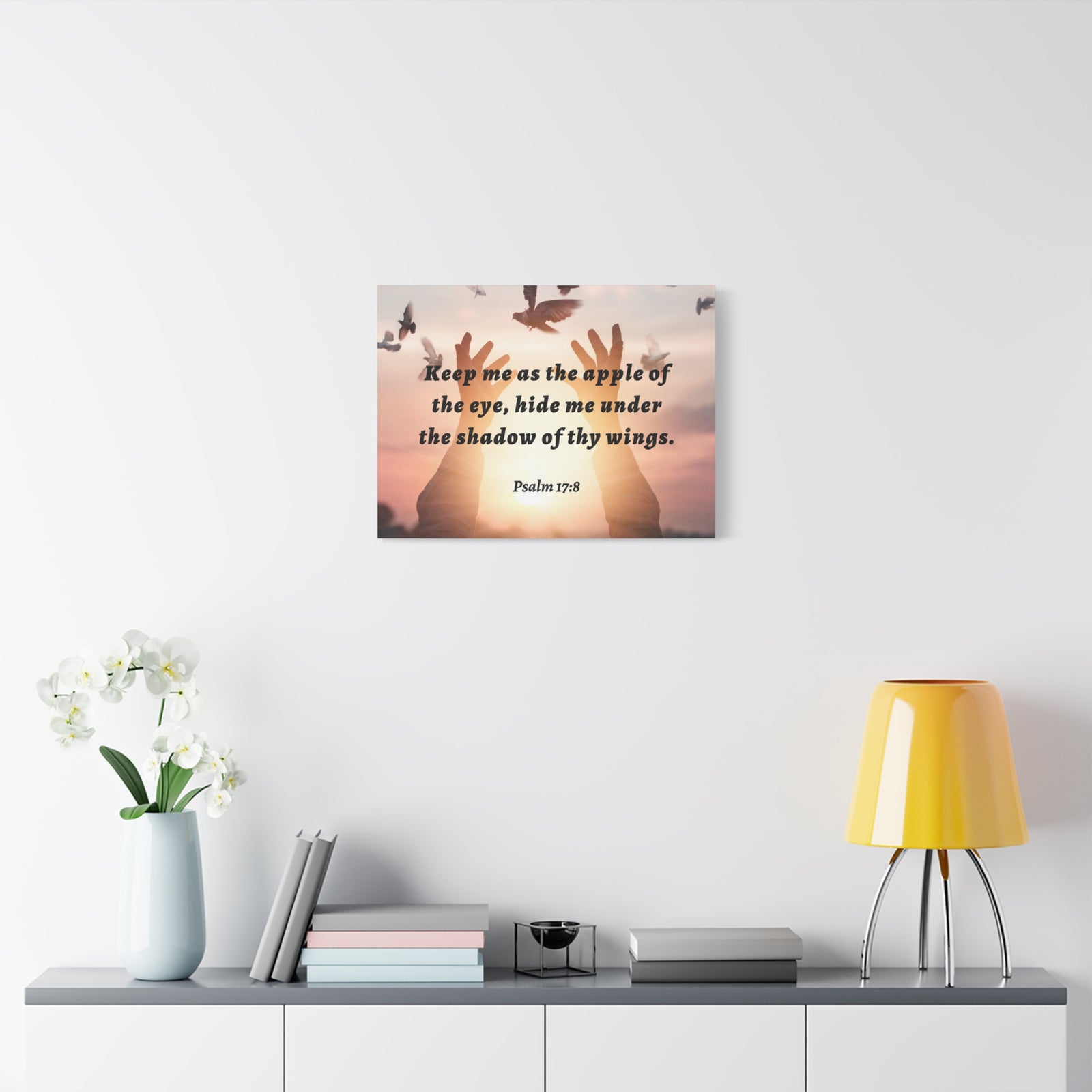 Scripture Walls Thy Wings Psalm 17:8 Bible Verse Canvas Christian Wall Art Ready to Hang-Express Your Love Gifts