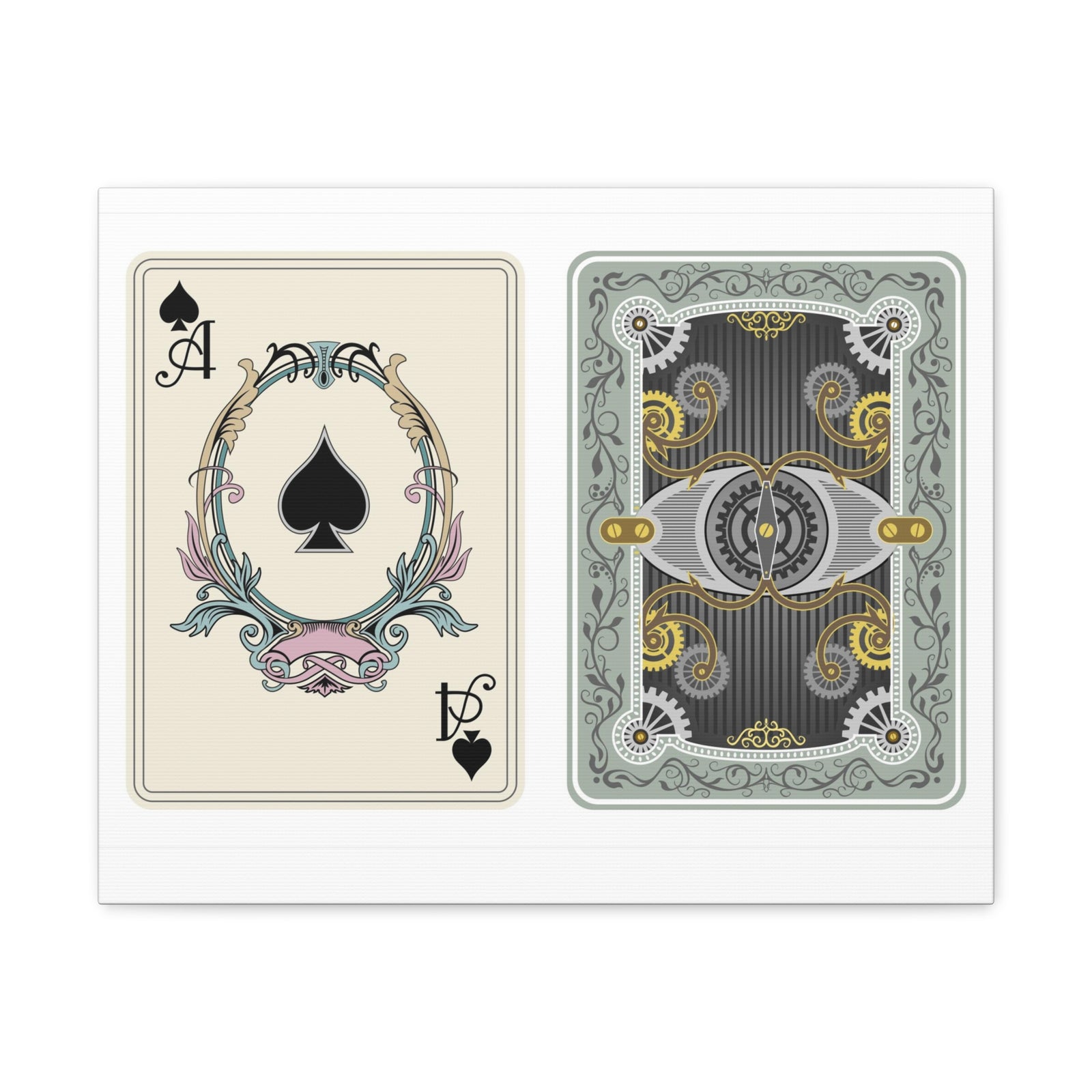 Steampunk Style Ace Of Spades Playing Card Canvas Wall Art for Home Decor Ready-to-Hang-Express Your Love Gifts
