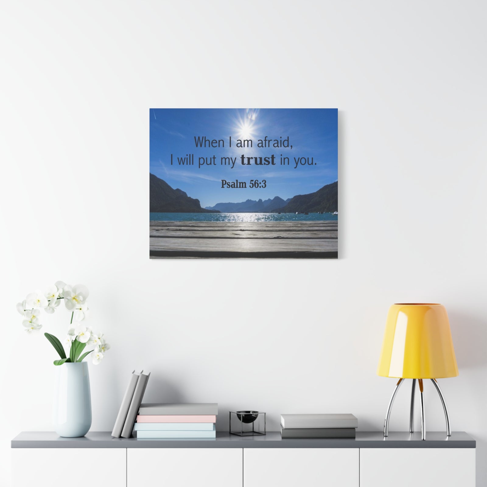Scripture Canvas Trust Psalm 56:3 Christian Wall Art Bible Verse Print Ready to Hang-Express Your Love Gifts