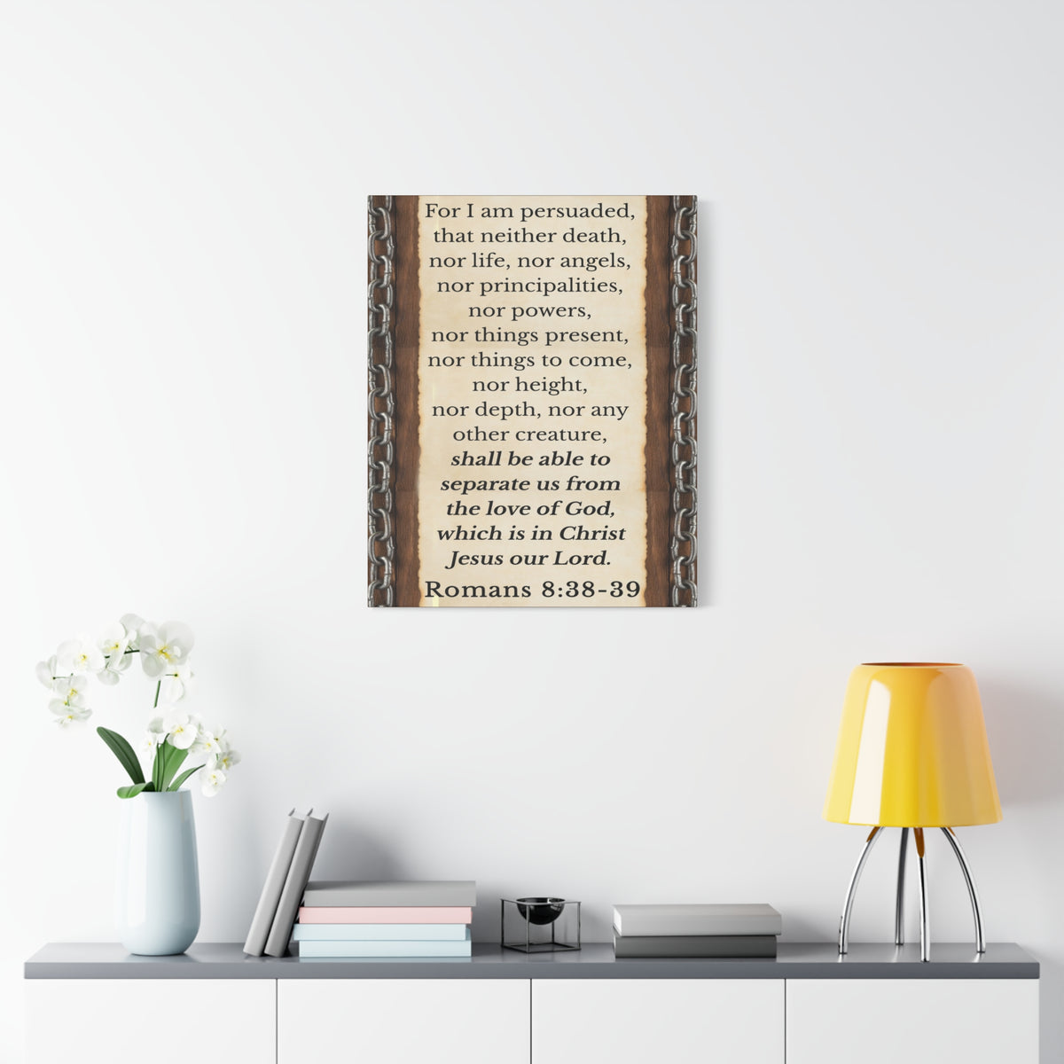 Scripture Walls Romans 8:38-39 Chain Bible Verse Canvas Christian Wall Art Ready to Hang Unframed-Express Your Love Gifts