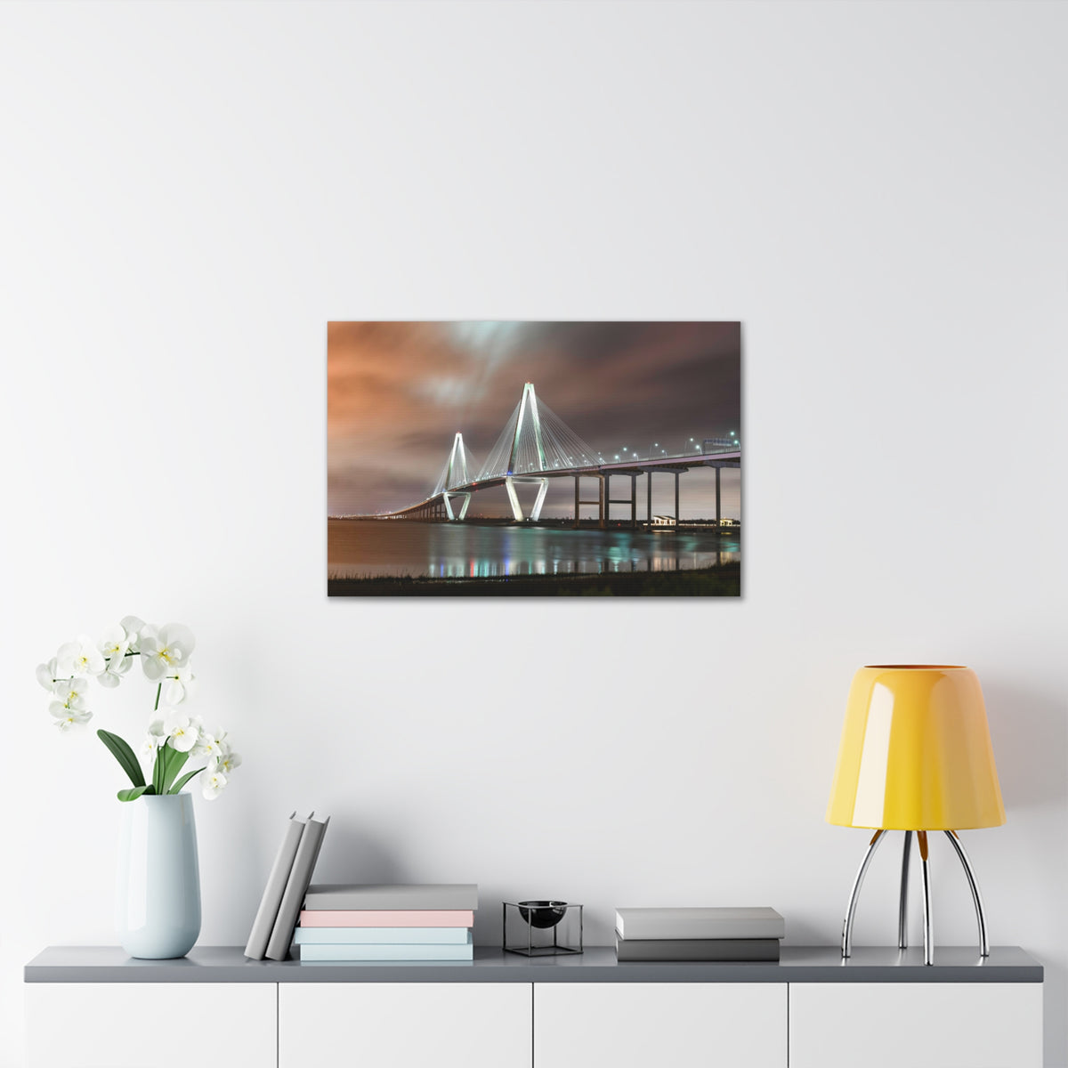 River Bridge Charleston South Carolina Nature Wilderness Photography Canvas Wall Art for Home Decor Ready-to-Hang-Express Your Love Gifts
