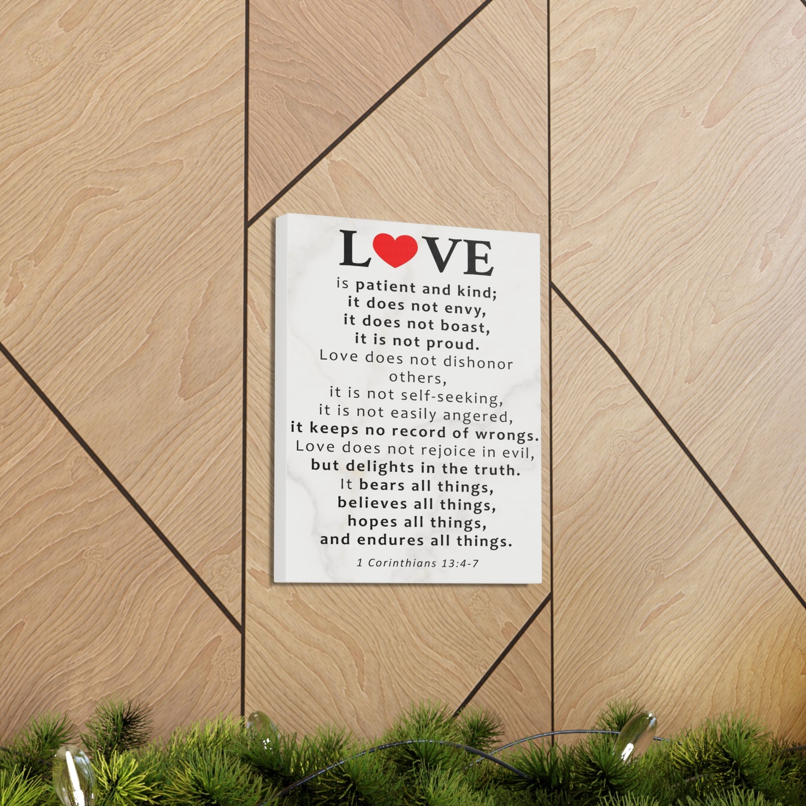 Scripture Walls Love Is Red Heart 1 Corinthians 13:4-7 Bible Verse Canvas Christian Wall Art Ready to Hang Unframed-Express Your Love Gifts