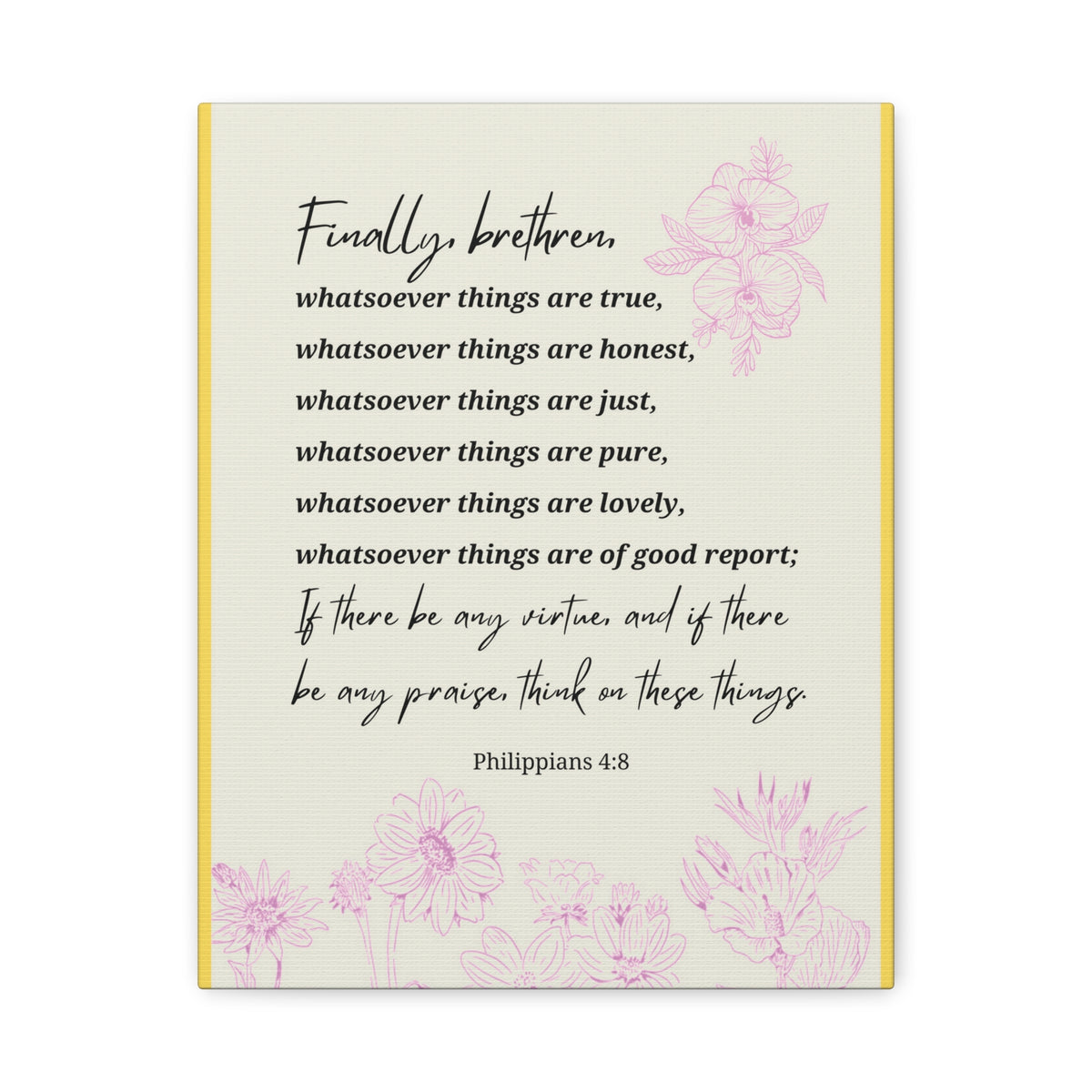 Scripture Canvas Whatsoever Things Are Philippians 4:8 Christian Wall Art Bible Verse Print Ready to Hang-Express Your Love Gifts
