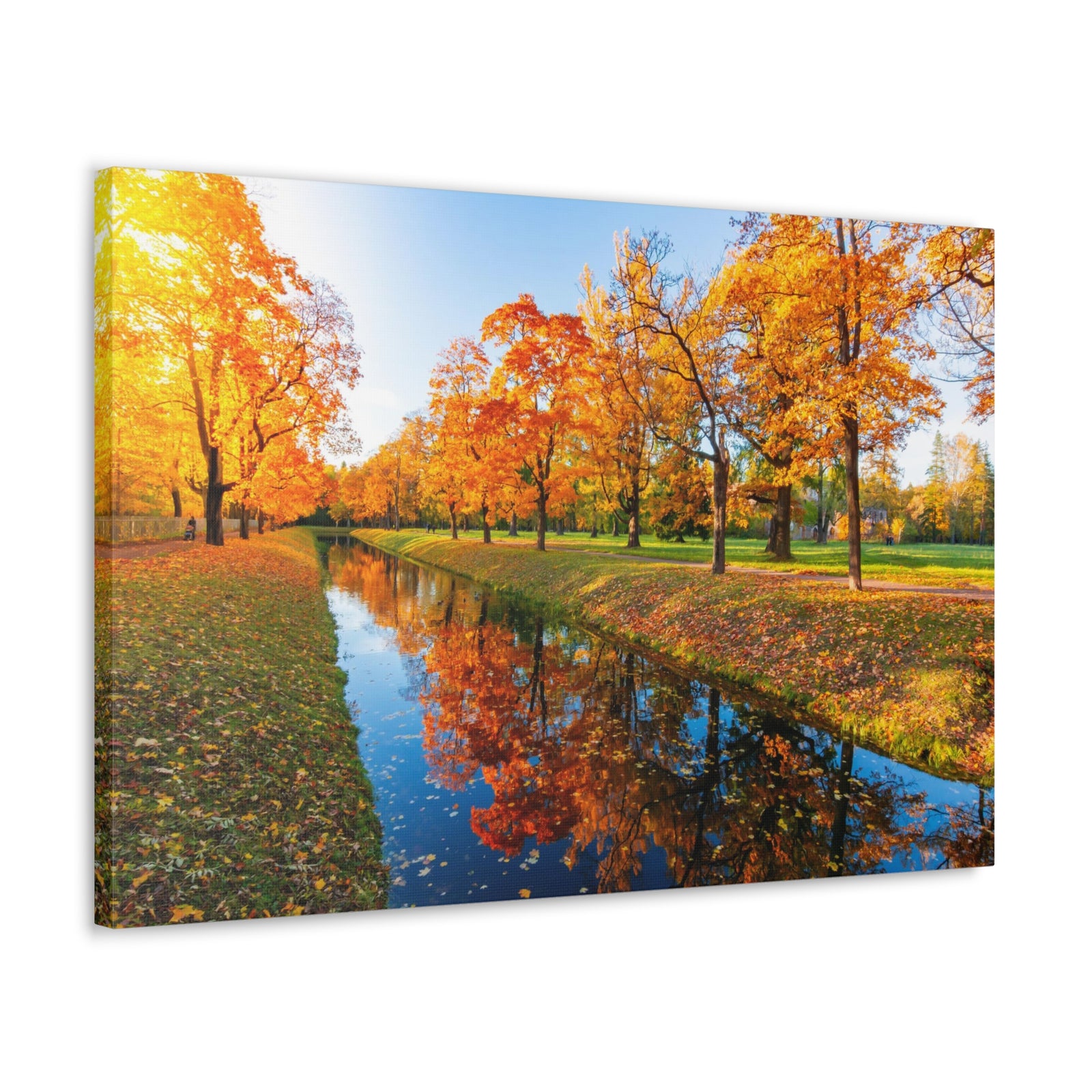 Obvodny Canal in Autumn Forest Floral Nature Photography Canvas Wall Art for Home Decor Ready-to-Hang-Express Your Love Gifts