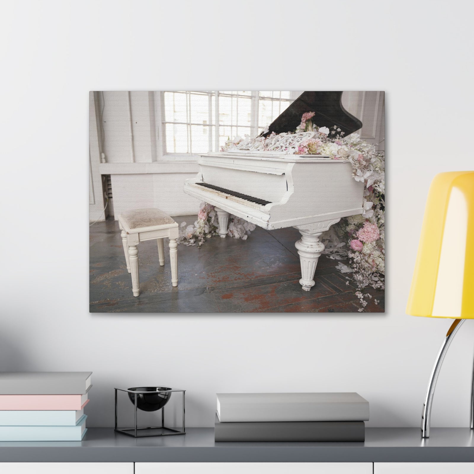 Piano with Flowers Music Lover's Delight Piano Keyboard Canvas Wall Art for Home Decor Ready-to-Hang-Express Your Love Gifts