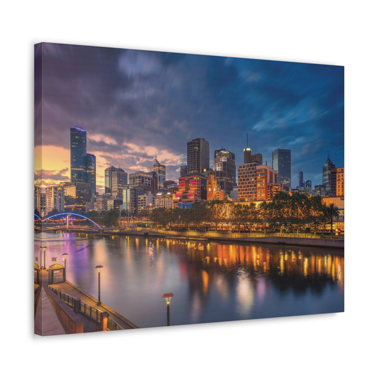 Melbourne Night Skyline Canvas Artwork High-Quality Breathtaking Stunning Cityscape for Home Decor Ready to Hang-Express Your Love Gifts