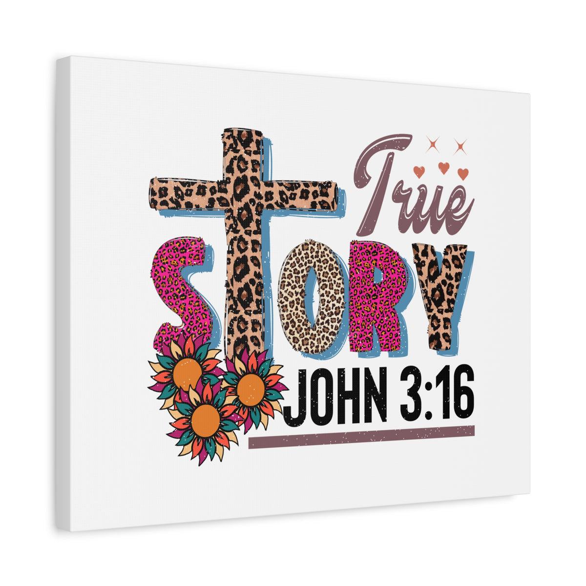 Scripture Walls John 3:16 True Story Bible Verse Canvas Christian Wall Art Ready to Hang Unframed-Express Your Love Gifts