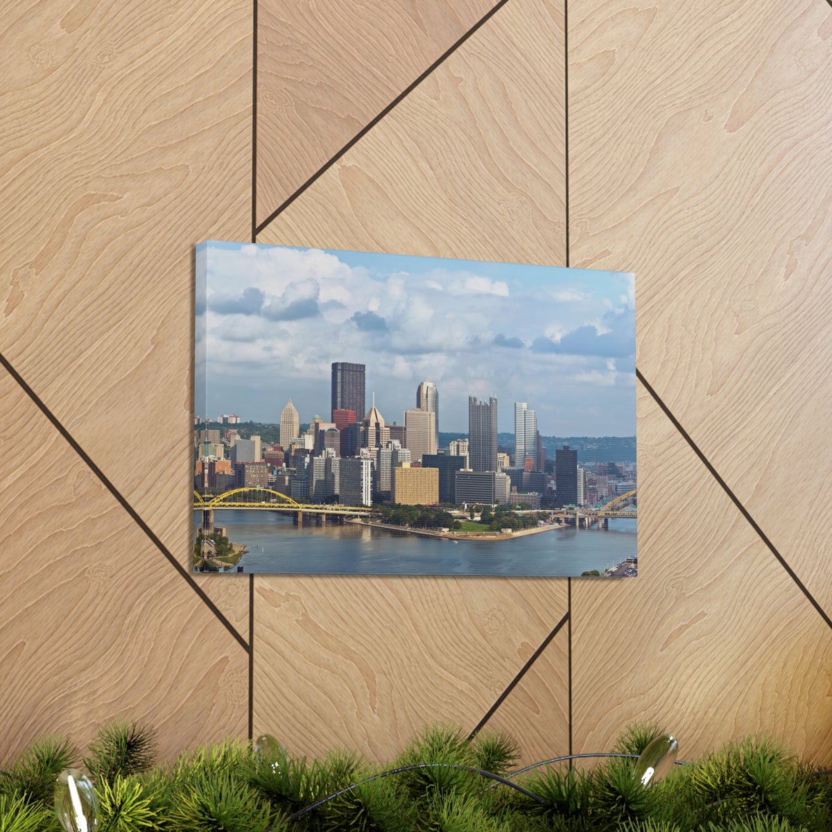 Pittsburgh Daytime Skyline Canvas Artwork High-Quality Breathtaking Stunning Cityscape for Home Decor Ready to Hang-Express Your Love Gifts
