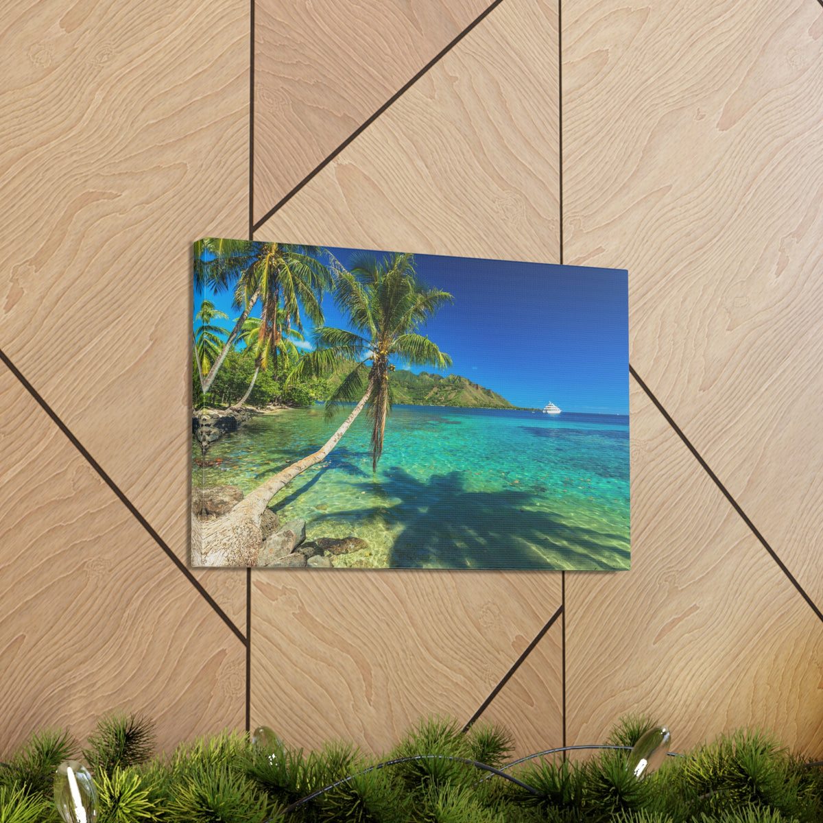 Palm Trees Quiet Beach Ocean Canvas Wall Art for Home Decor Ready-to-Hang-Express Your Love Gifts