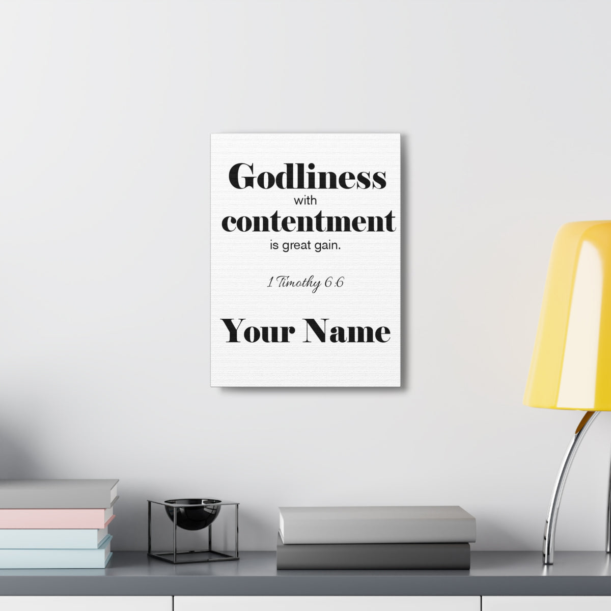 Personalized Godliness 1 Timothy 6:6 Bible Chapter Canvas Christian Wall Art Ready to Hang-Express Your Love Gifts
