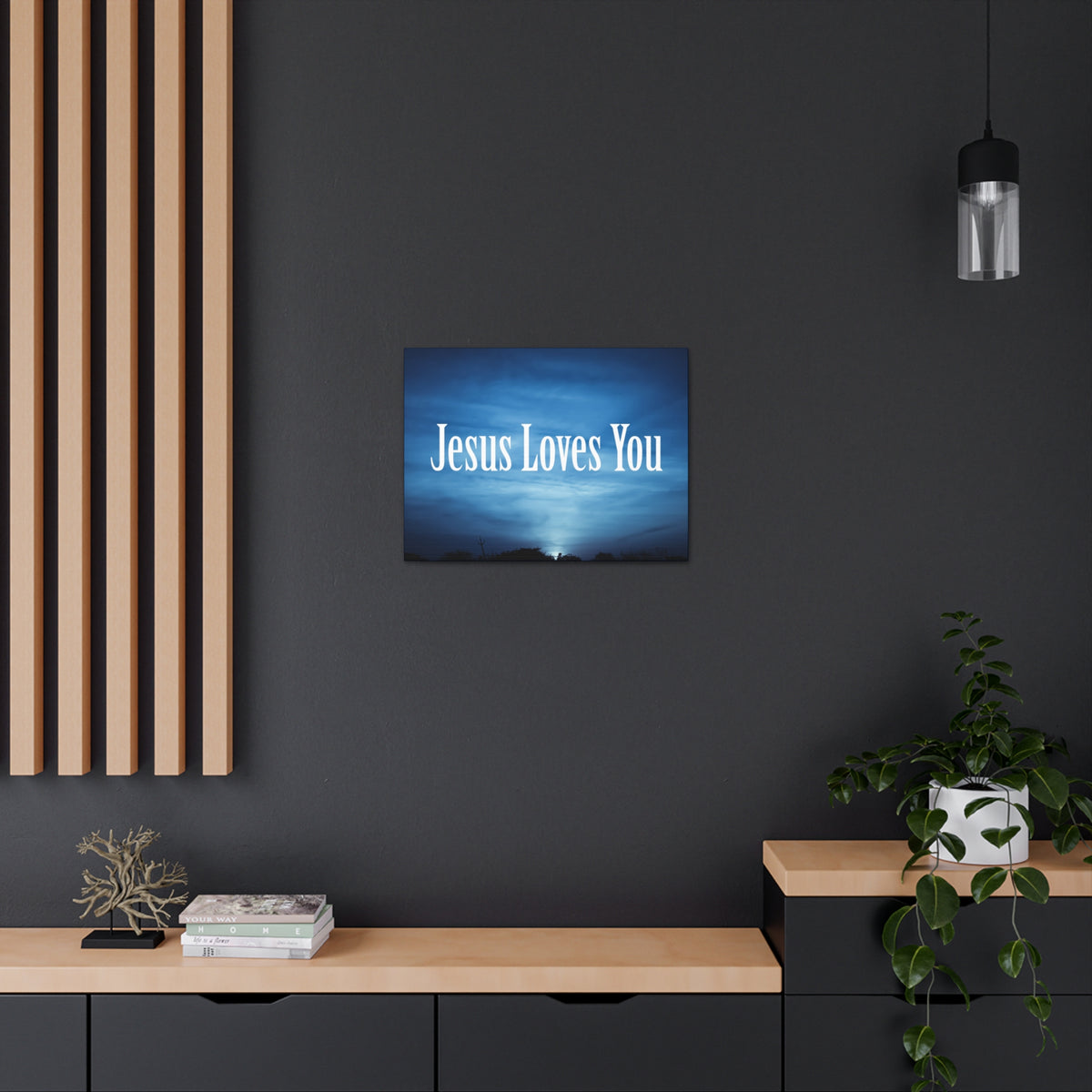 Scripture Canvas Jesus Loves You John 3:16 Dark Blue Sky Christian Wall Art Bible Verse Print Ready to Hang-Express Your Love Gifts