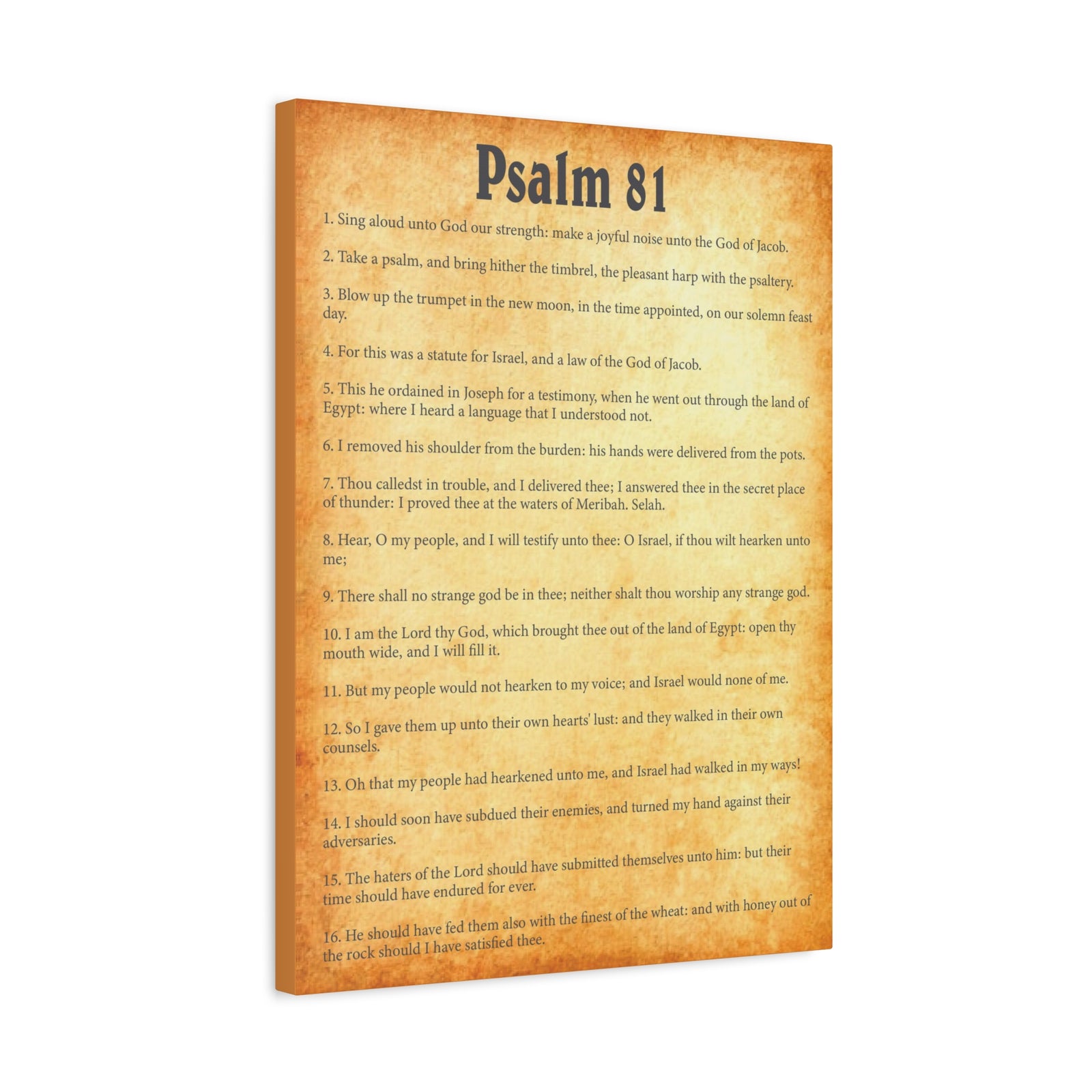 Scripture Walls Psalm 81 Gold Bible Chapter Canvas Christian Wall Art Ready to Hang-Express Your Love Gifts