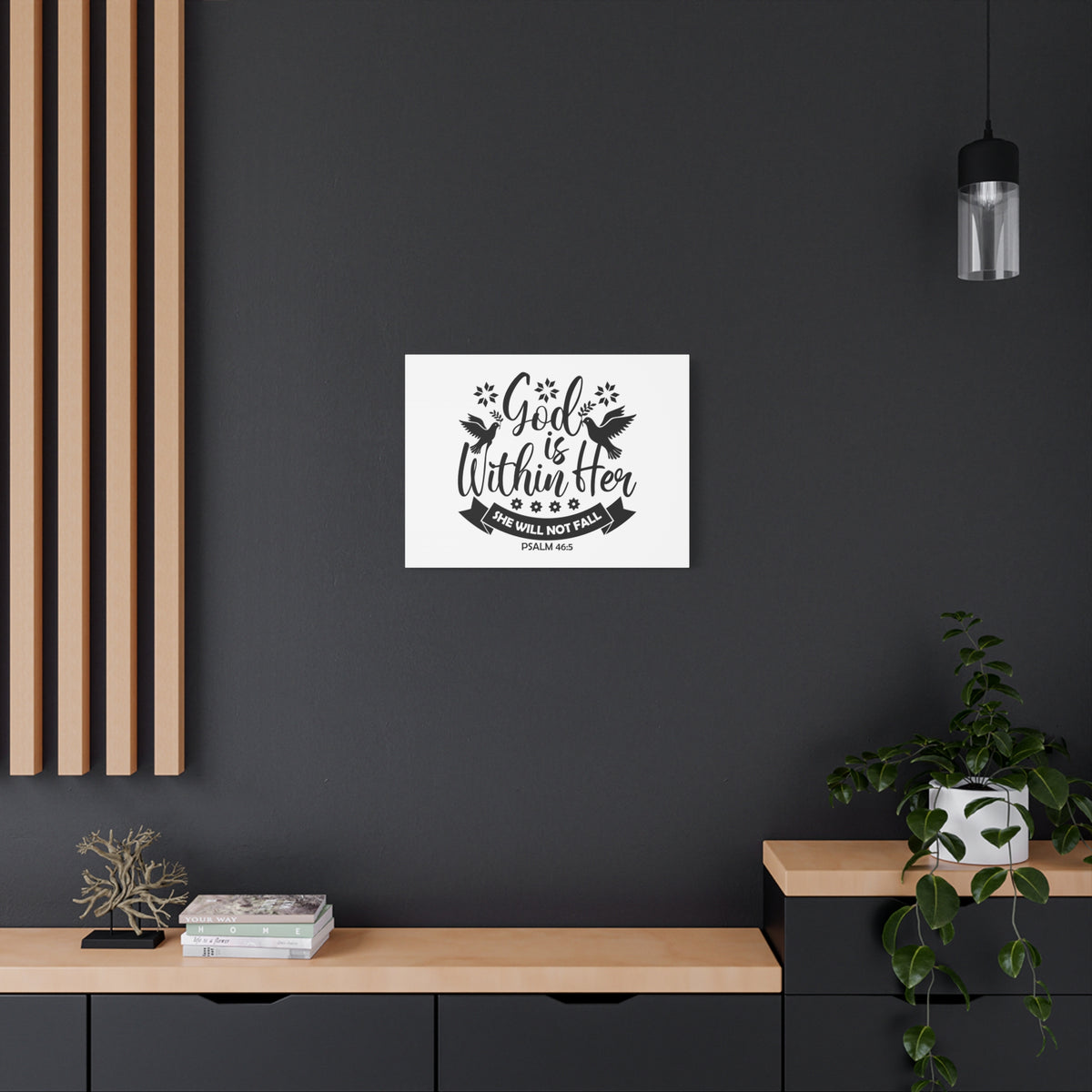 Scripture Canvas God Is Within Her Psalm 46:5 Bird Christian Wall Art Bible Verse Print Ready to Hang-Express Your Love Gifts