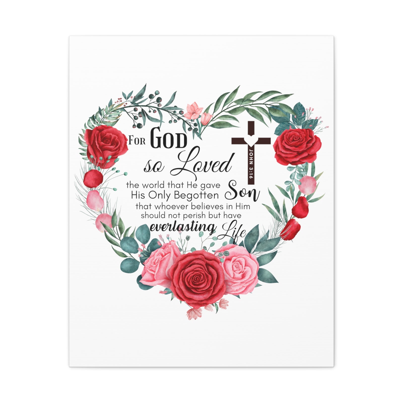 Scripture Walls John 3:16 Everlasting Life Bible Verse Canvas Christian Wall Art Ready to Hang Unframed-Express Your Love Gifts