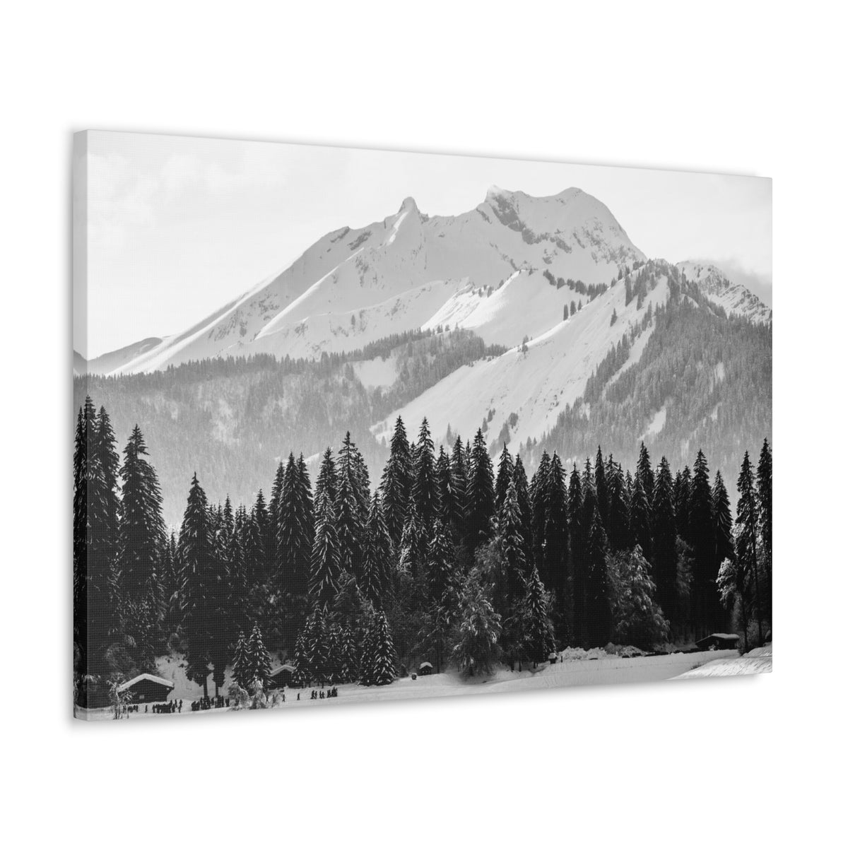Winter Forest Mountain Black And White Nature Wilderness Photography Canvas Wall Art for Home Decor Ready-to-Hang-Express Your Love Gifts