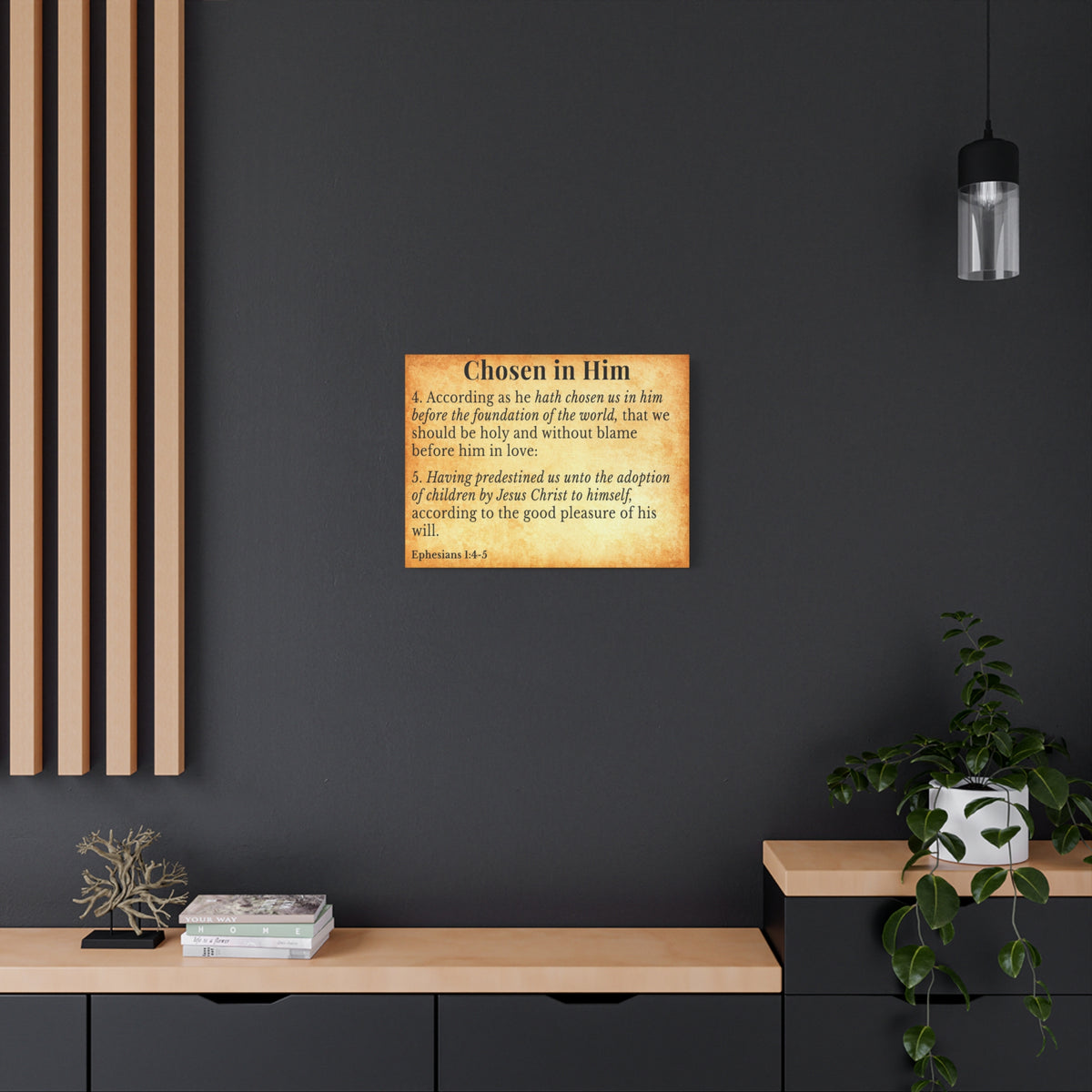 Scripture Walls Ephesians 1:4-5 Chosen in Christ Gold Bible Verse Canvas Christian Wall Art Ready to Hang Unframed-Express Your Love Gifts