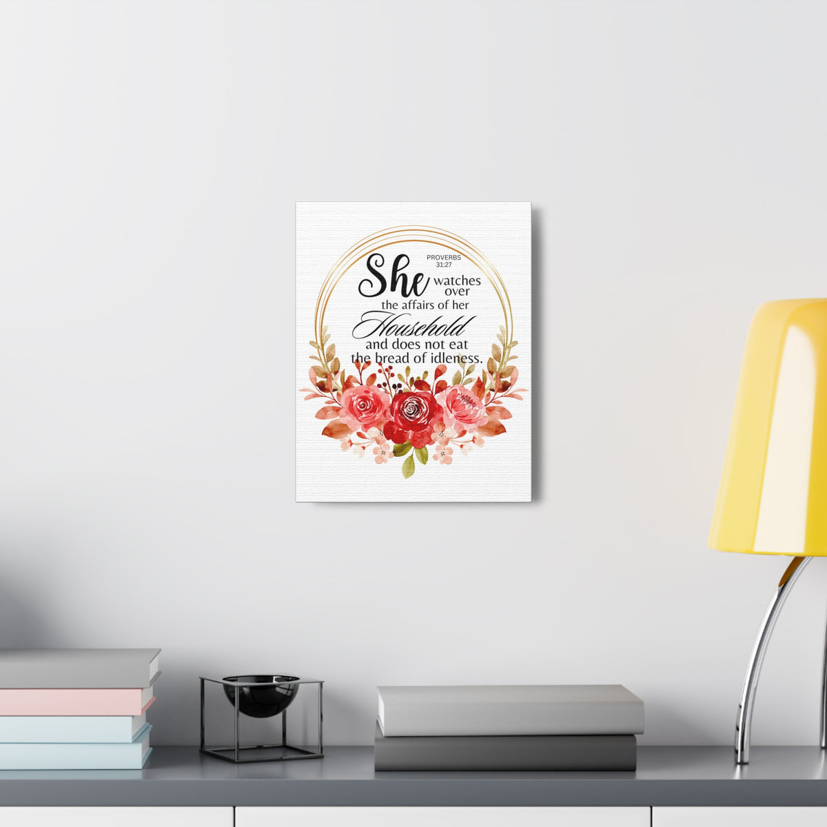 Scripture Walls Proverbs 31:27 She Watches Over Her Household Bible Verse Canvas Christian Wall Art Ready to Hang Unframed-Express Your Love Gifts