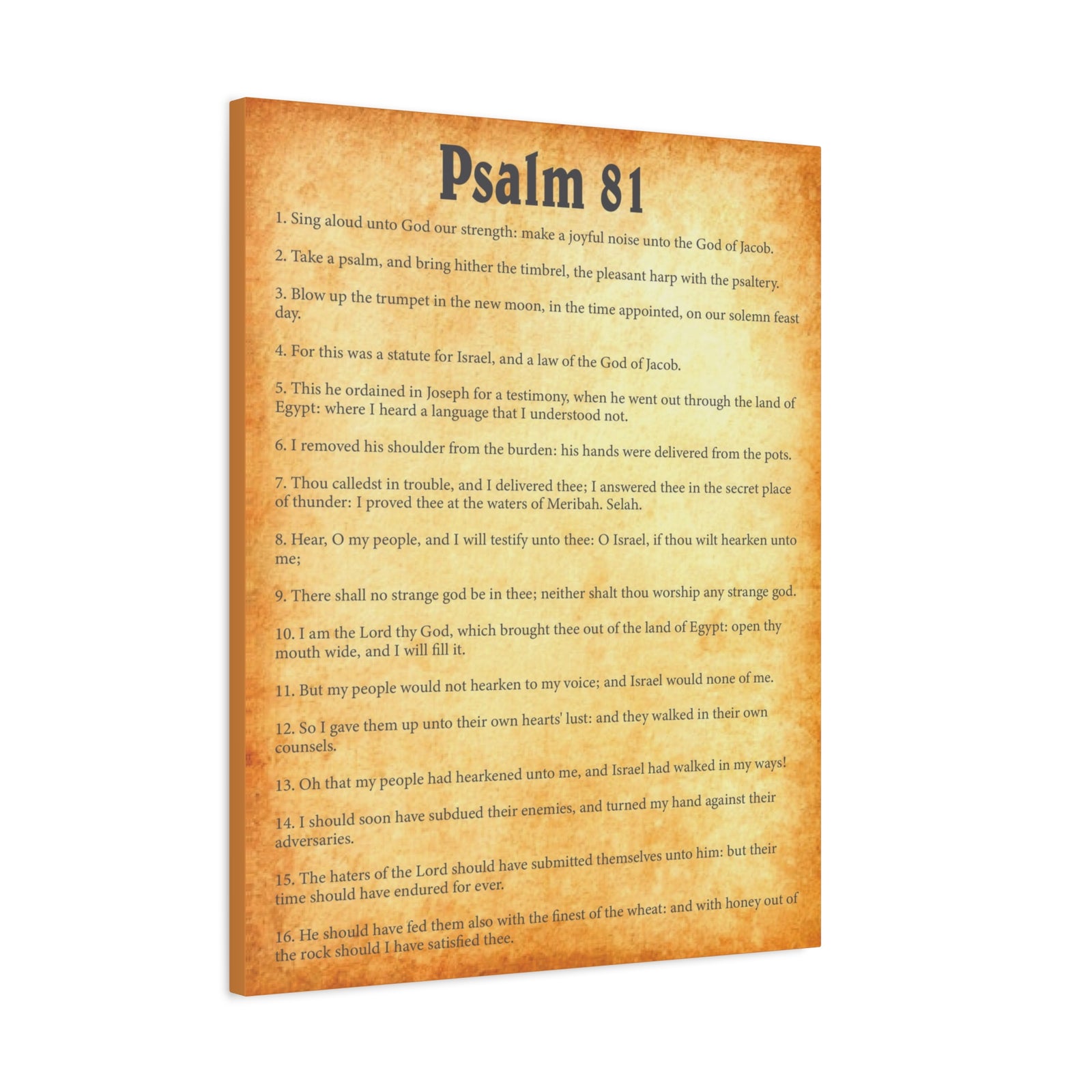 Scripture Walls Psalm 81 Gold Bible Chapter Canvas Christian Wall Art Ready to Hang-Express Your Love Gifts
