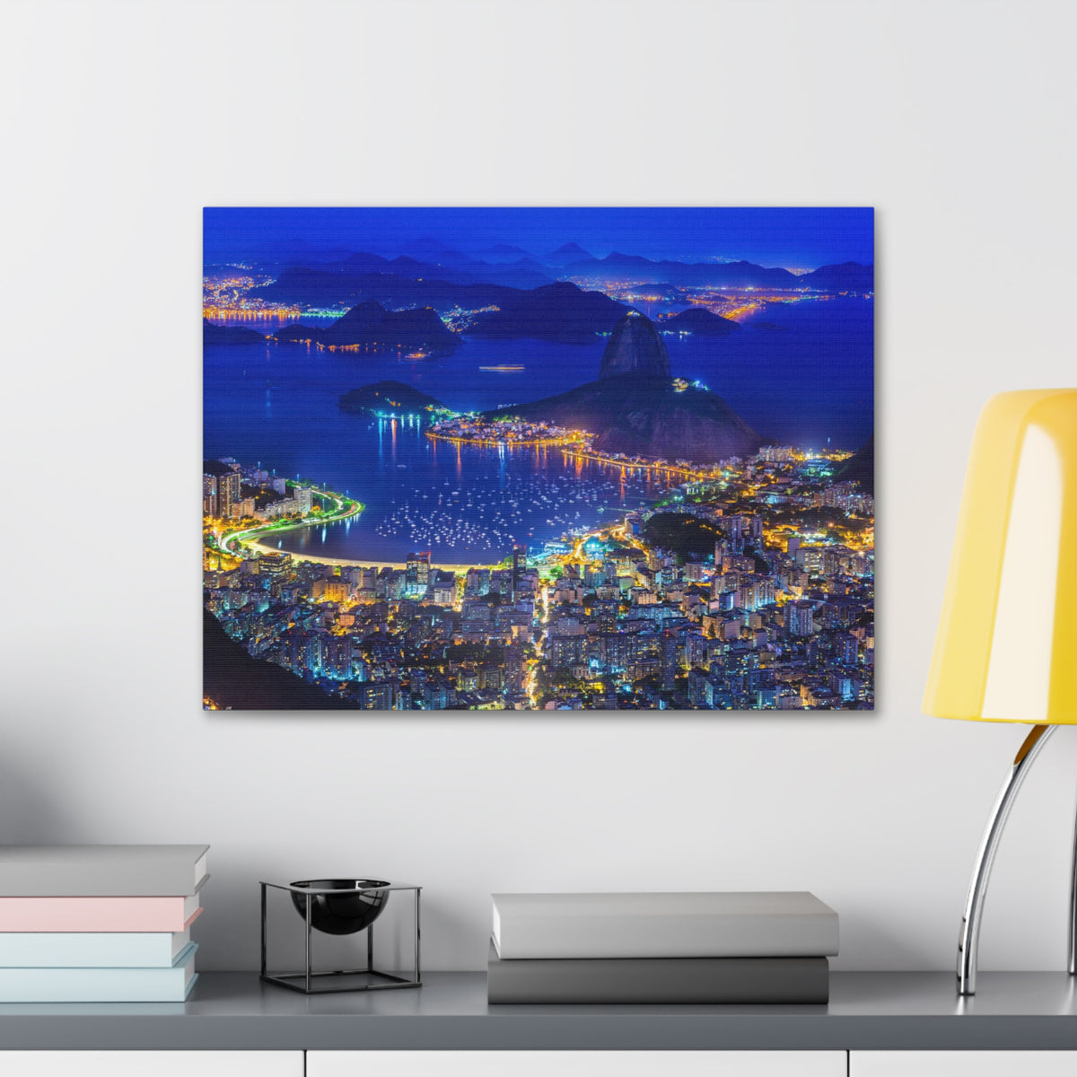 Rio de Janeiro Night Skyline Canvas Artwork High-Quality Breathtaking Stunning Cityscape for Home Decor Ready to Hang-Express Your Love Gifts